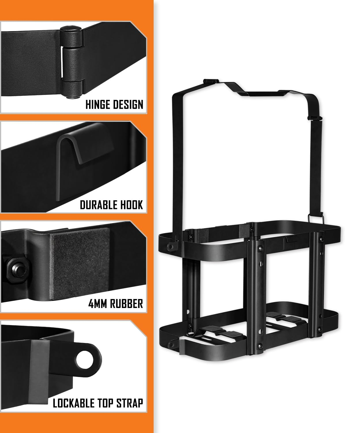 SPARKWHIZ Jerry Gas Can Holder, 5 Gallon / 20 Liter Steel Jerry Can Mount, 2023 Upgrade