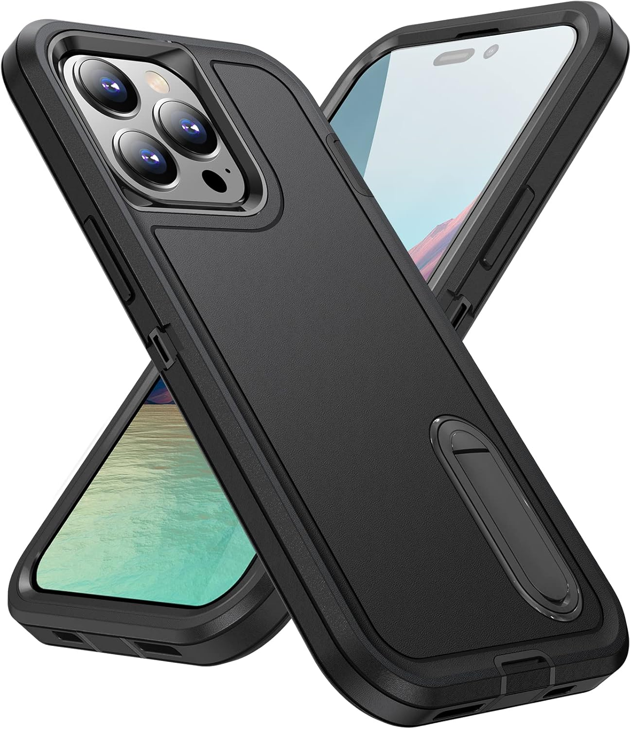 Shockproof Case for Iphone 14 Pro Max Case with Kickstand,Military Grade Drop Protective,Heavy Duty Hard Back 3-Layer Protective Phone Cover for Iphone 14 Pro Max (Black) image number 4