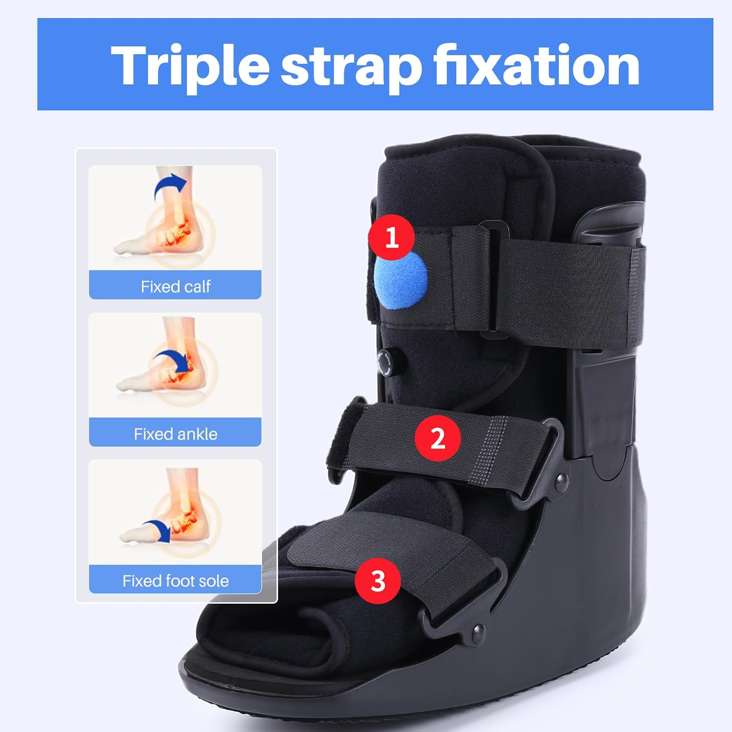 Short Walker Fracture Boot Air Walker Boot Inflatable Walking Boot for Fractures, Achilles Tendon Surgery, Acute Ankle Sprains, Broken Toe Foot, Injury Recovery Black (S) image number 3