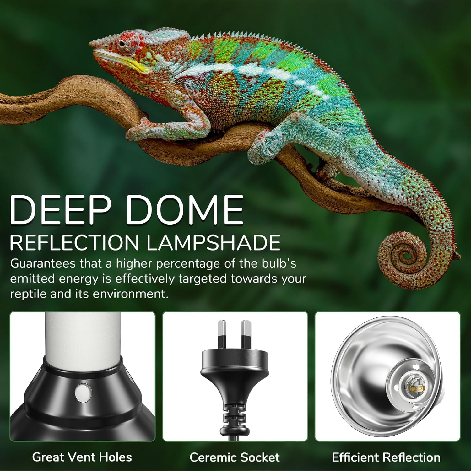 Lamptobe Reptile Heat Lamp, Reptile Dome Light Fixture with Timer, Tortoise Heat Lamp with Clamp,Terrarium Hood Lamp for Reptile, Tortoise, Beard Dragon image number 4