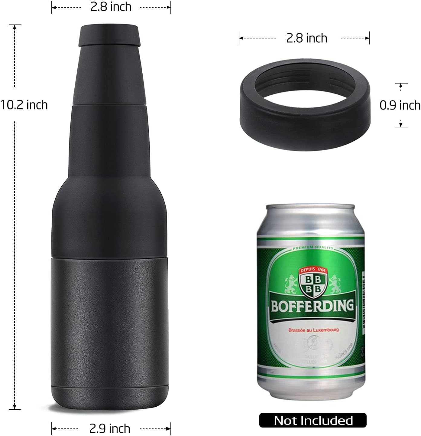 Stepstall Beer Gifts for Men, Beer Bottle and Can Cooler with Beer Opener, 12 Oz. Slim Can Beer Bottle Insulators Holder, Vacuum Insulated Double Walled Stainless Steel(Matte Black)