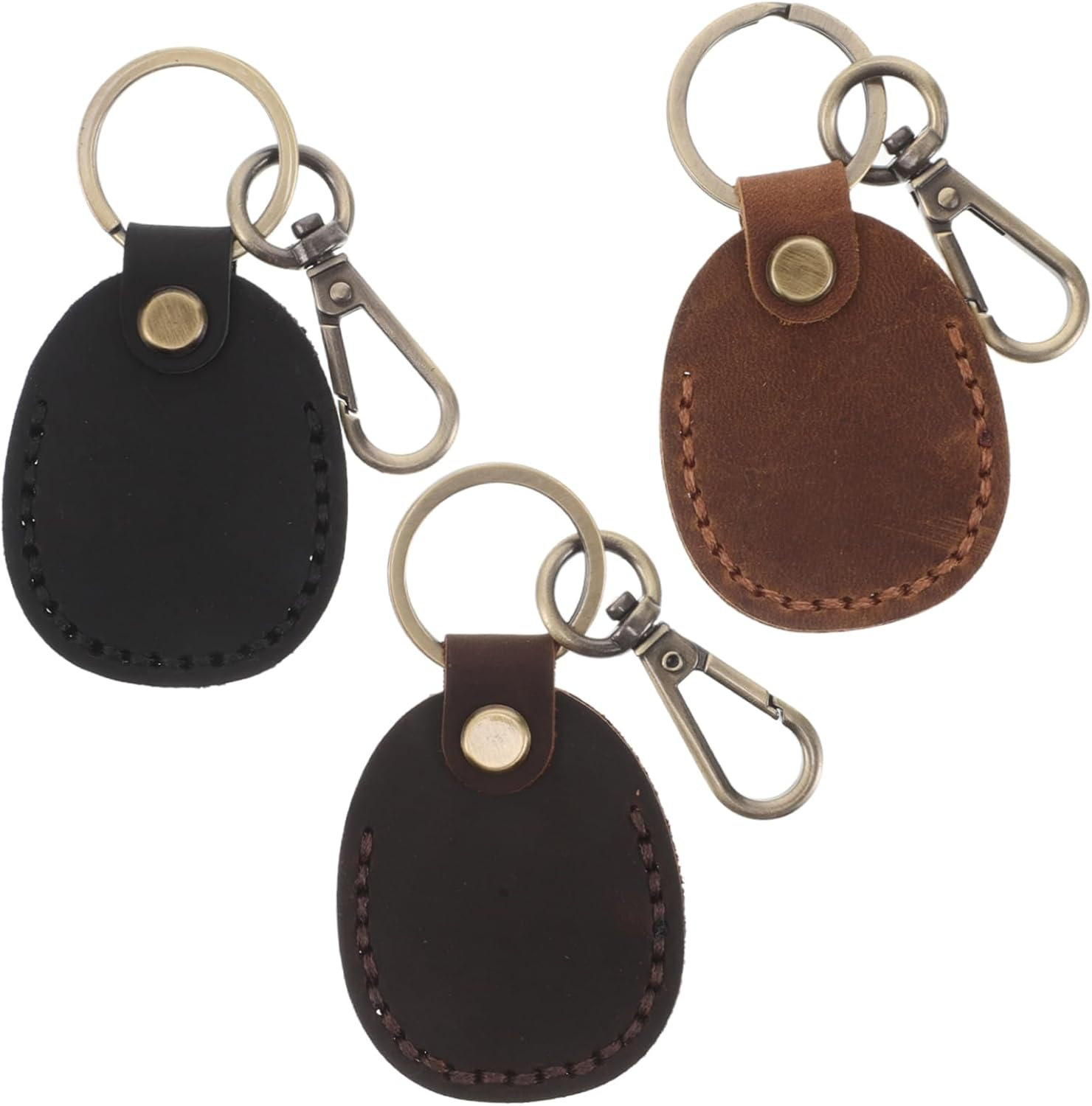 TINEASUR Vintage Handmade Pu Leather Access Card Holder Key Fob Case Set 3Pcs Retro Mini Smart Card Wallets with Keyring for Women Daily Use