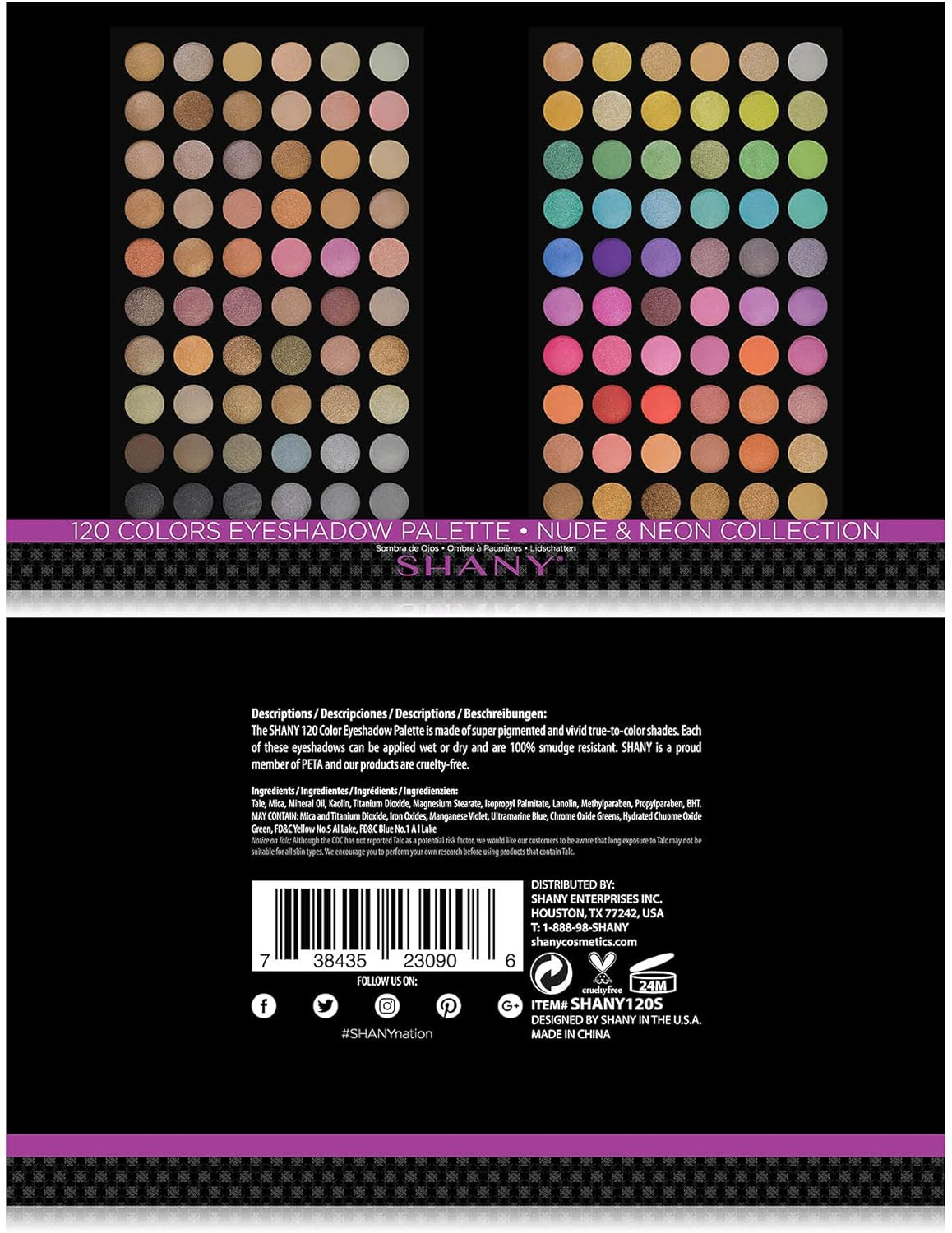 SHANY Ultimate Fusion Eyeshadow Palette (120 Color Eyeshadow Palette, Natural Nude and Neon Combination), Net Wt. 120G image number 1
