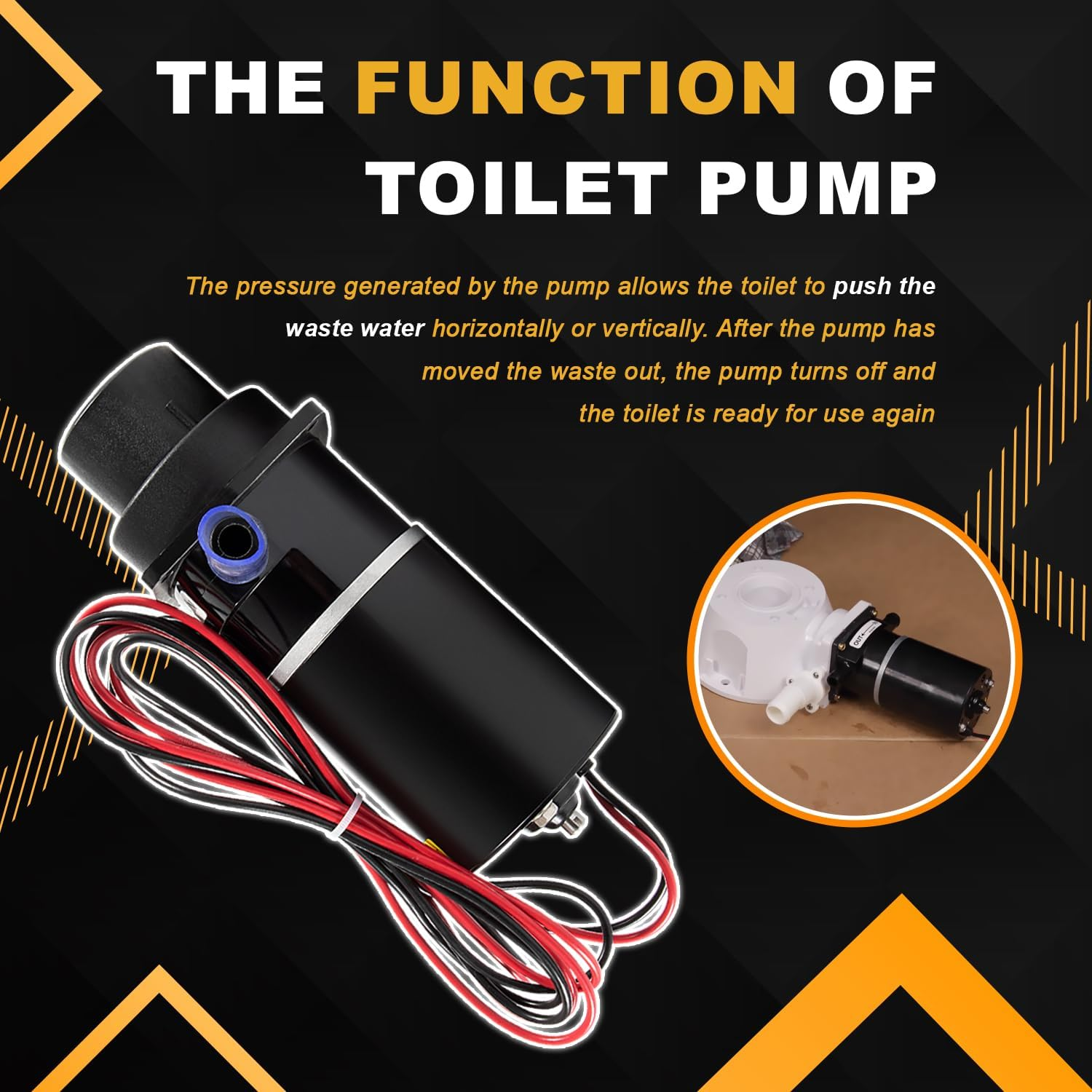 Replace for 37041-0010 Marine Toilet Macerator Sub Assembly Kit, Marine Toilet Replacement Motor Pump Set 12-Volt Fit for Models 37010-0000, 37010-1000, 37010-0090 and 37010-1090 image number 3