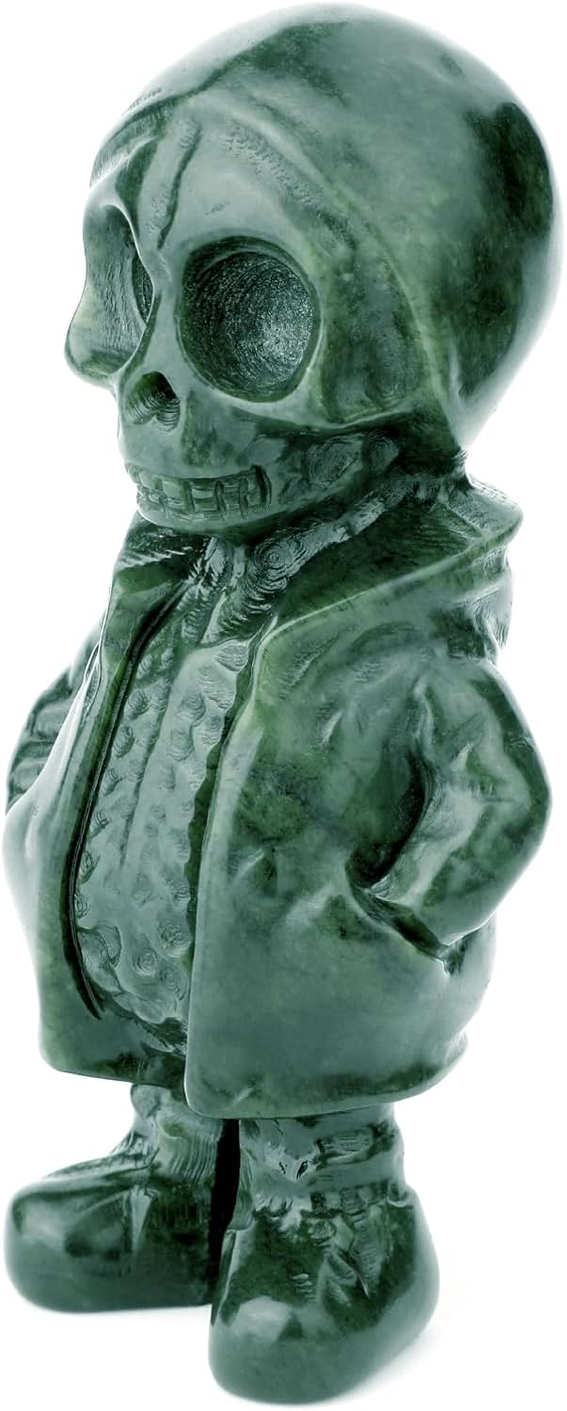 Gemshan Skull Men Statue for Halloween Decorations,Hand- Carved Jade Statue Sculpture Spooky Halloween Decor for Home Table Tray Shelf image number 3