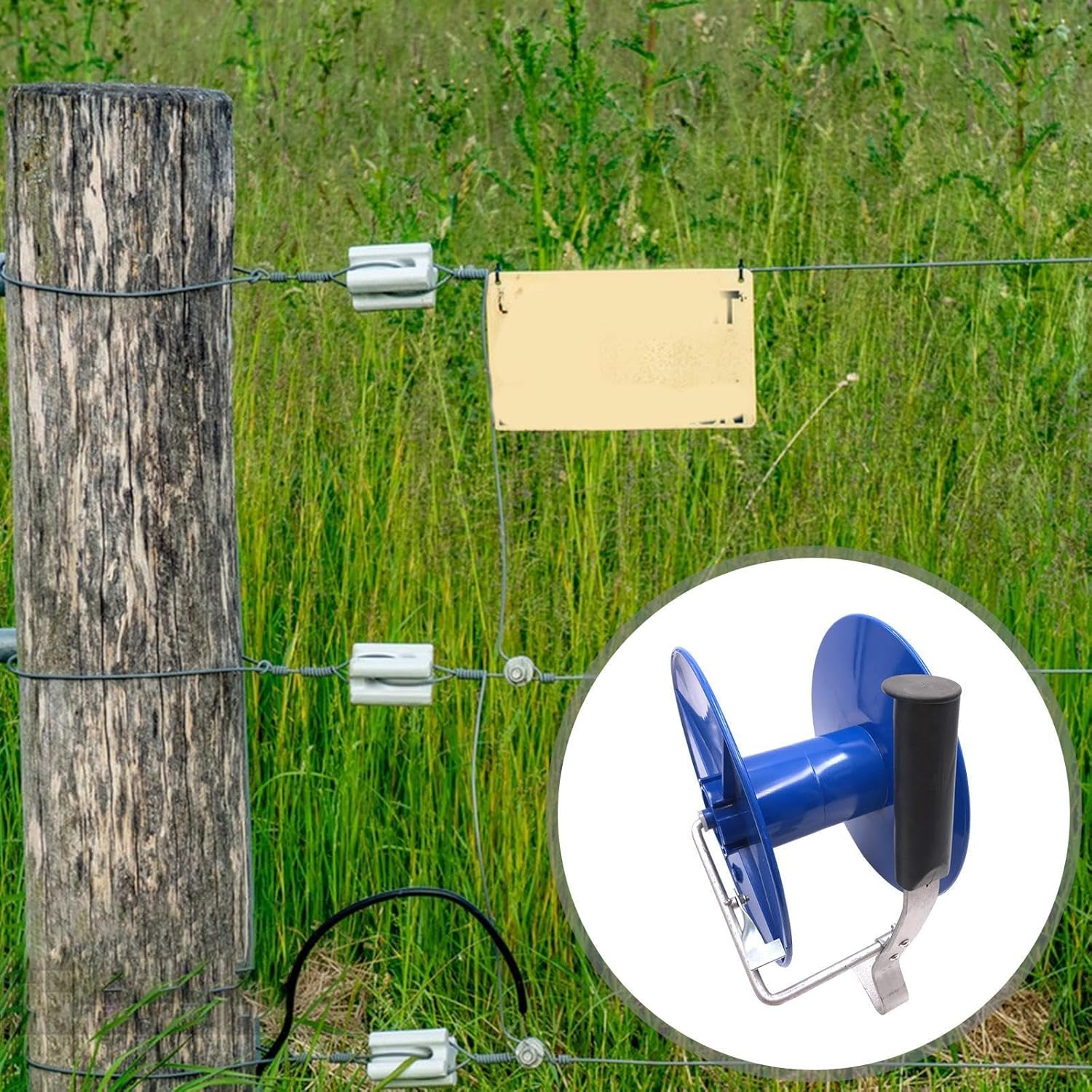 Harayaa Electric Fence Reel Rope Winder with Lock Ranch Garden Pasture Lightweight Wire Reel image number 4