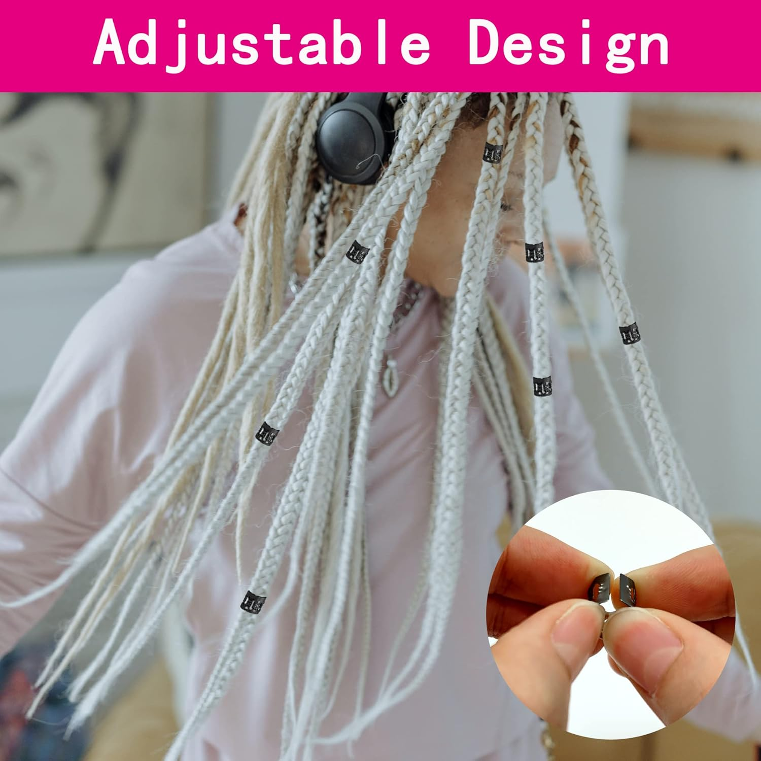 XCSJ 28 Pieces Dreadlock Jewellery Hair Spirals Clips Hair Braid Rings Adjustable Metal Cuffs Hair Dreadlocks Accessories Cuffs Hair Accessories Set Hair Spirals Dreadlocks for Men, Women (Black) - Silver image number 7