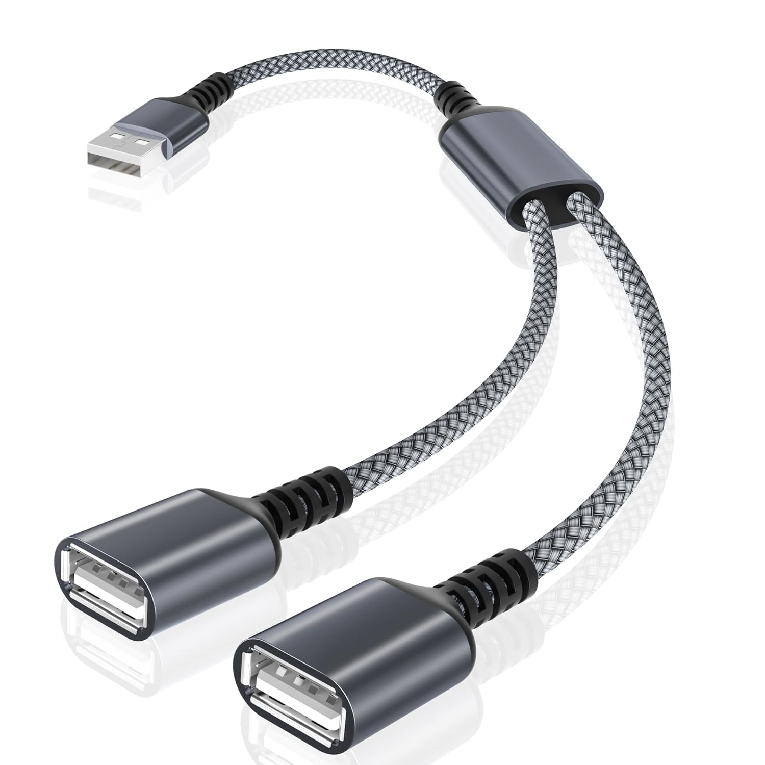 Basesailor USB Splitter 2 Port 1M, Y Cable, Male to Double Female Extension Cord Adapter, 1 in 2 Out Dual Extender Hub, Data Power Charger Split Converter for Car, Xbox One, PS4, PS5, Laptop image number 4