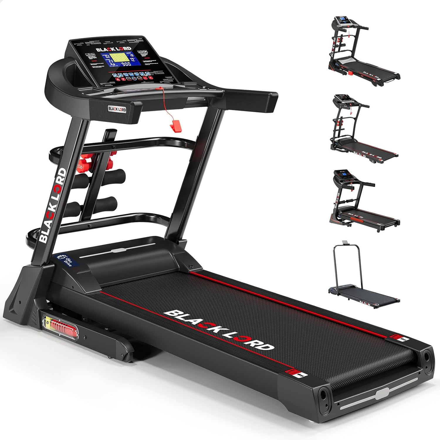 BLACK LORD 1.8-5.5HP Treadmill Series, Electric Running Machine Workout Exercise Fitness Equipment Walking Jogging Trainer