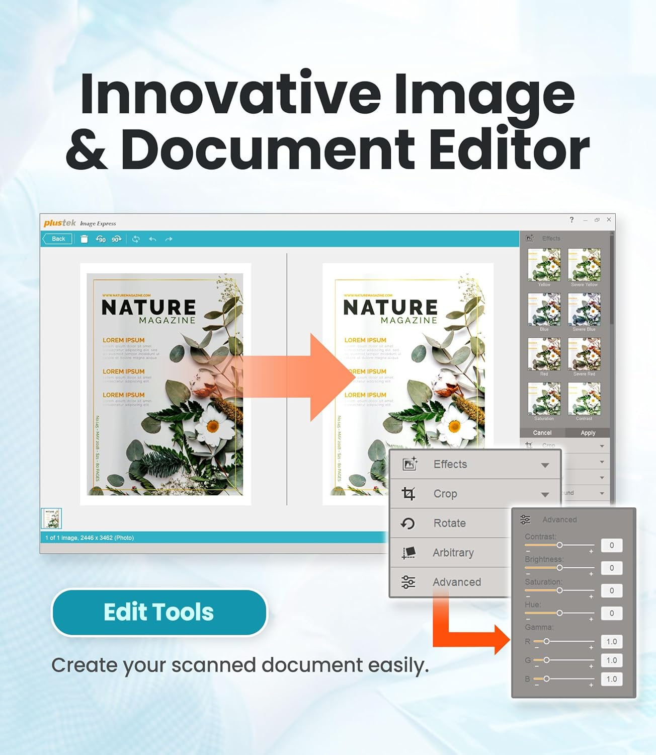 Plustek Opticslim 1680 - High Speed Large Format Flatbed Scanner, Scan Tabloid Size in 3 Seconds. Dual View Function Enable You to Quickly Check the Image Adjustment Effect image number 2