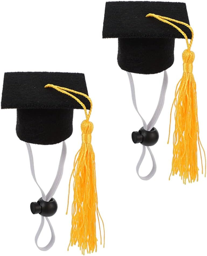 2Pcs Set Elastic Doctorial Hat Cap and Gown 2023 Party Supplies Cat Graduation Costume Miniature Dogs Doctoral Hats Cat Hat Doll Party Dog Clothing B04 Shawl Felt Cloth Chic - Blue image number 4