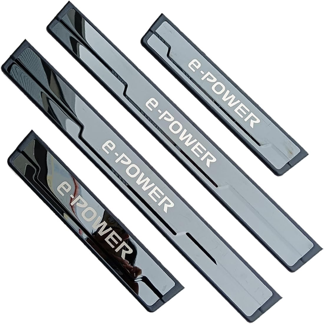 Stainless Door Sill Protector Kick Plate Entry Guard Kit for Nissan X-Trail T33 Qashqai J12 E-Power Ariya EV 2024 Interior Accessory (Black E-Power Text)