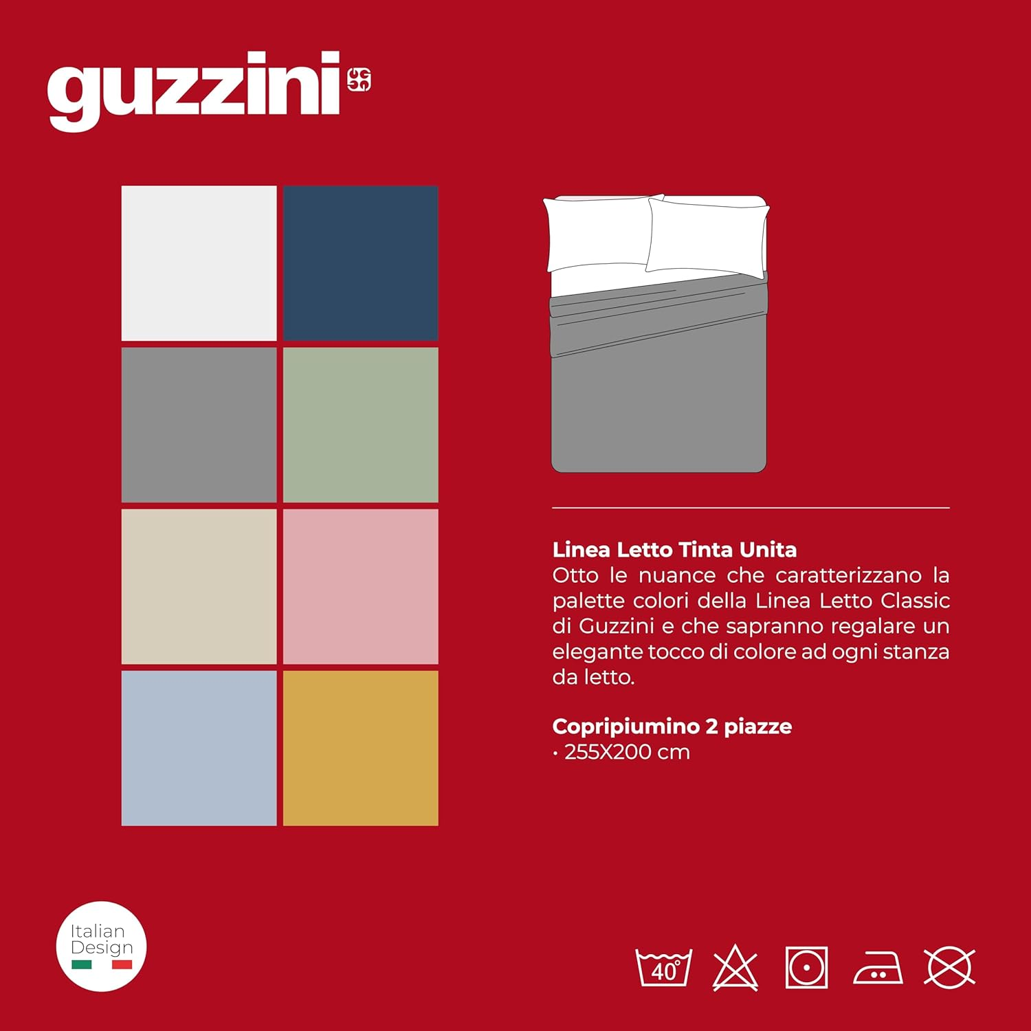 Guzzini Classic Double Duvet Cover, Cotton, 255 X 200 Cm, 100% Percale Oekotex Certified, Fresh and Breathable, Duvet Cover with 40 Cm Tabs for Soft and Durable Bedding image number 3