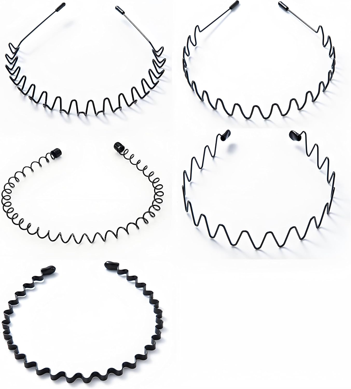 Metal Headbands for Men & Women - 5 Pack Non-Slip Adjustable Hair Bands, Unisex Sports Headbands for Running, Yoga, and Daily Use. image number 5