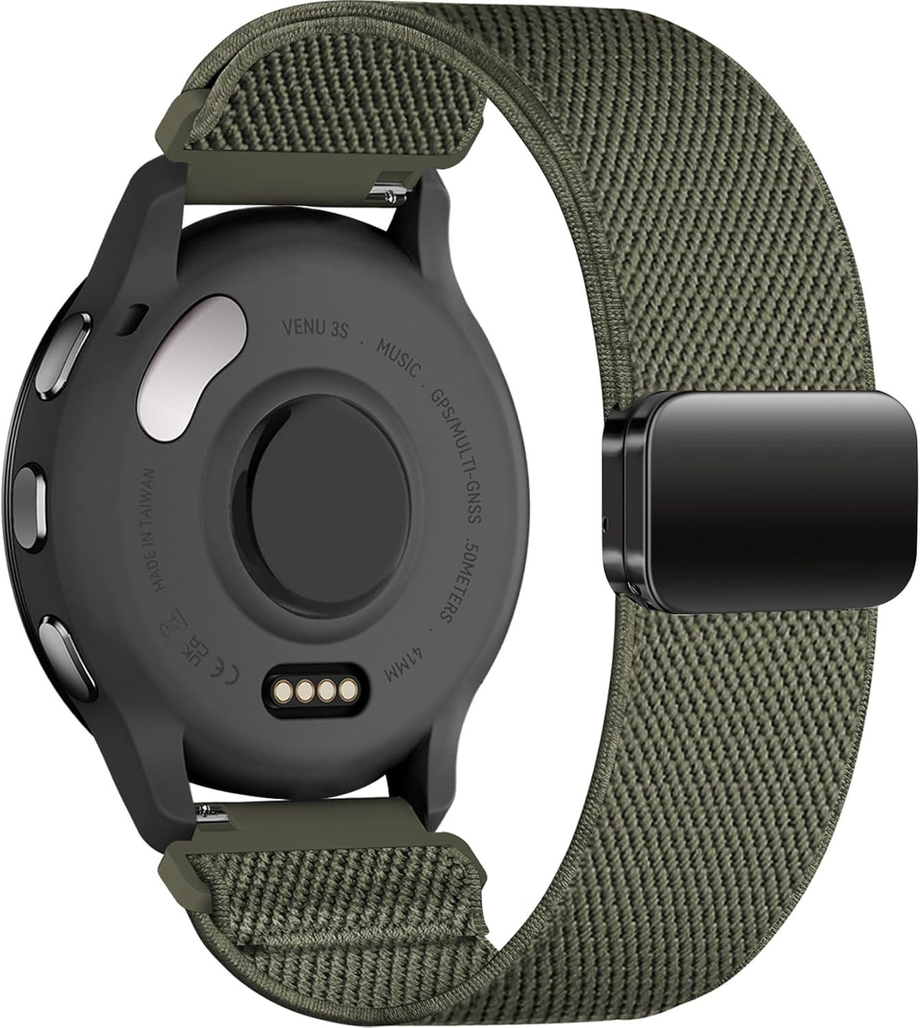 Everact 22Mm Nylon Magnetic Watch Band Compatible with Garmin Venu 3 45Mm/Venu 2/Vivoactive 4/Forerunner 265/255/255 Music,Loop Magnetic Easy Buckle Adjustable Elastic Strap Replacement for Women Men