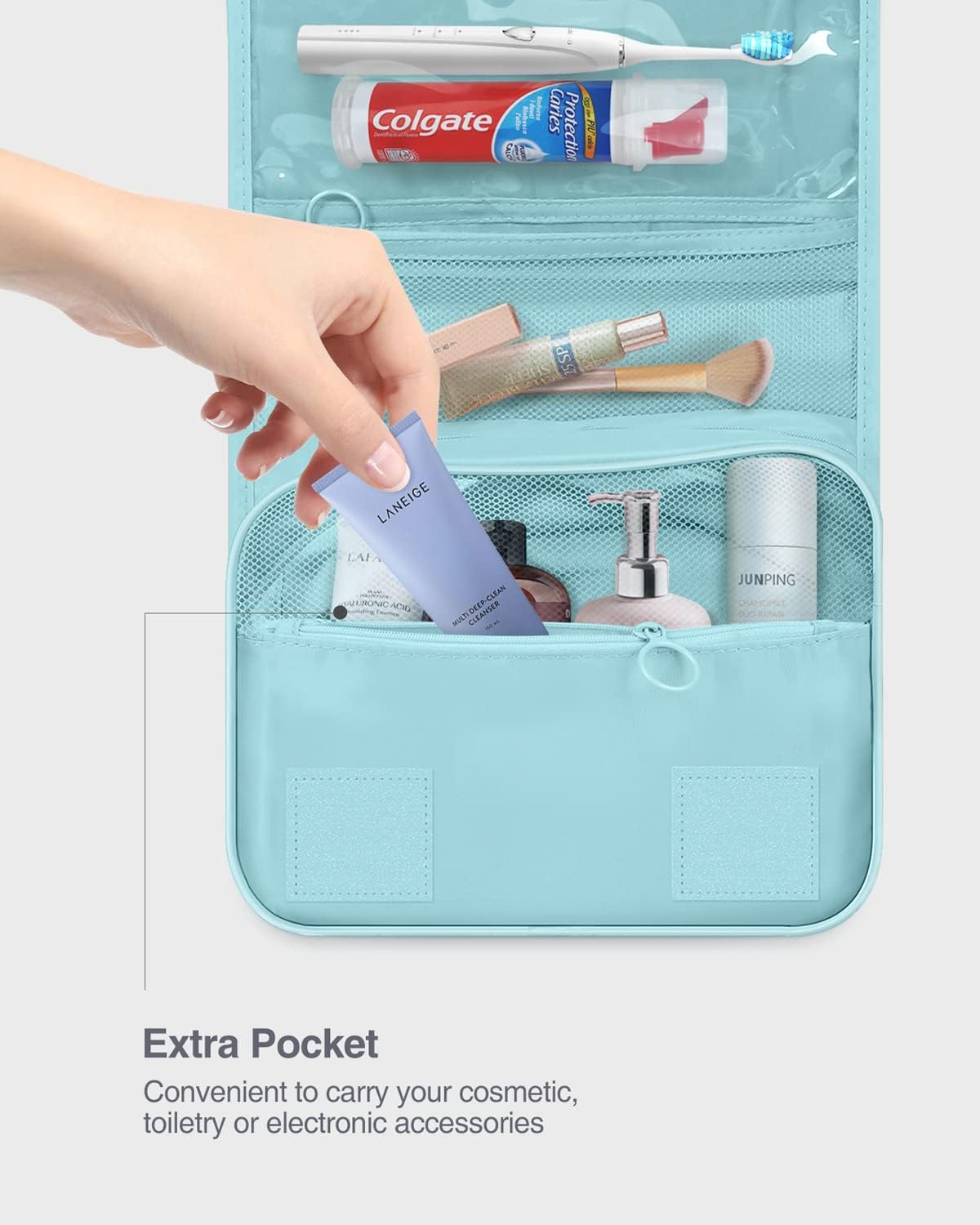 Luxtude Small Toiletry Bag for Women, Water-Resistant Hanging Toiletry Bag for Traveling, Portable Toiletry Travel Organizer for Toiletries, Cosmetics, Bathroom image number 5