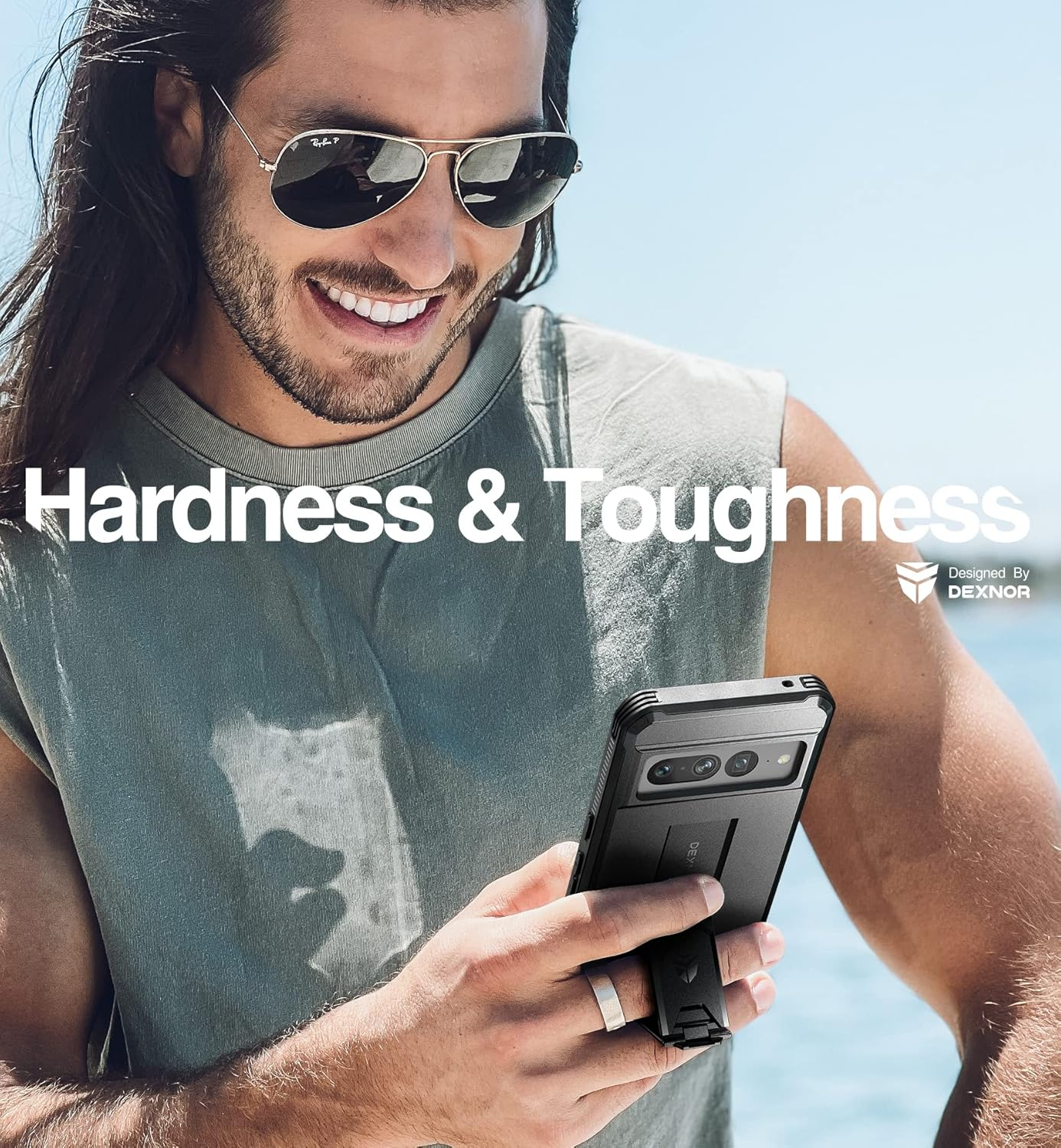 DEXNOR for Google Pixel 7 Pro 5G Case, [Built in Screen Protector and Kickstand] Heavy Duty Military Grade Protection Shockproof Protective Cover for Samsung Google Pixel 7 Pro 5G - Black - Black image number 5