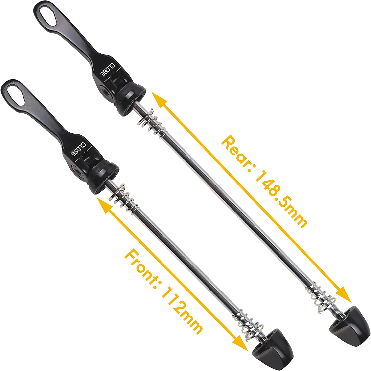Cyclingdeal Bike Bicycle Front Rear Quick Release Skewers - Axles Set Replacement - QR Lever Set - for Bike Wheel Hub image number 5