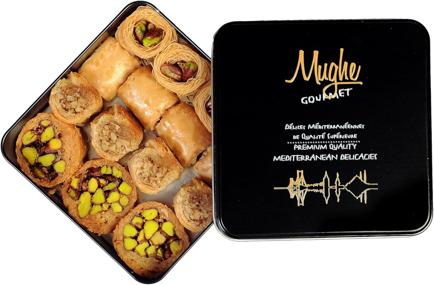 Mughe Gourmet Baklava Assortment Elegant Gift Box - Baklawa Small Bite-Size Desserts Gifts - 9Oz/250G - Perfect for Birthday, Christmas, Eid, Father'S Day and More image number 3