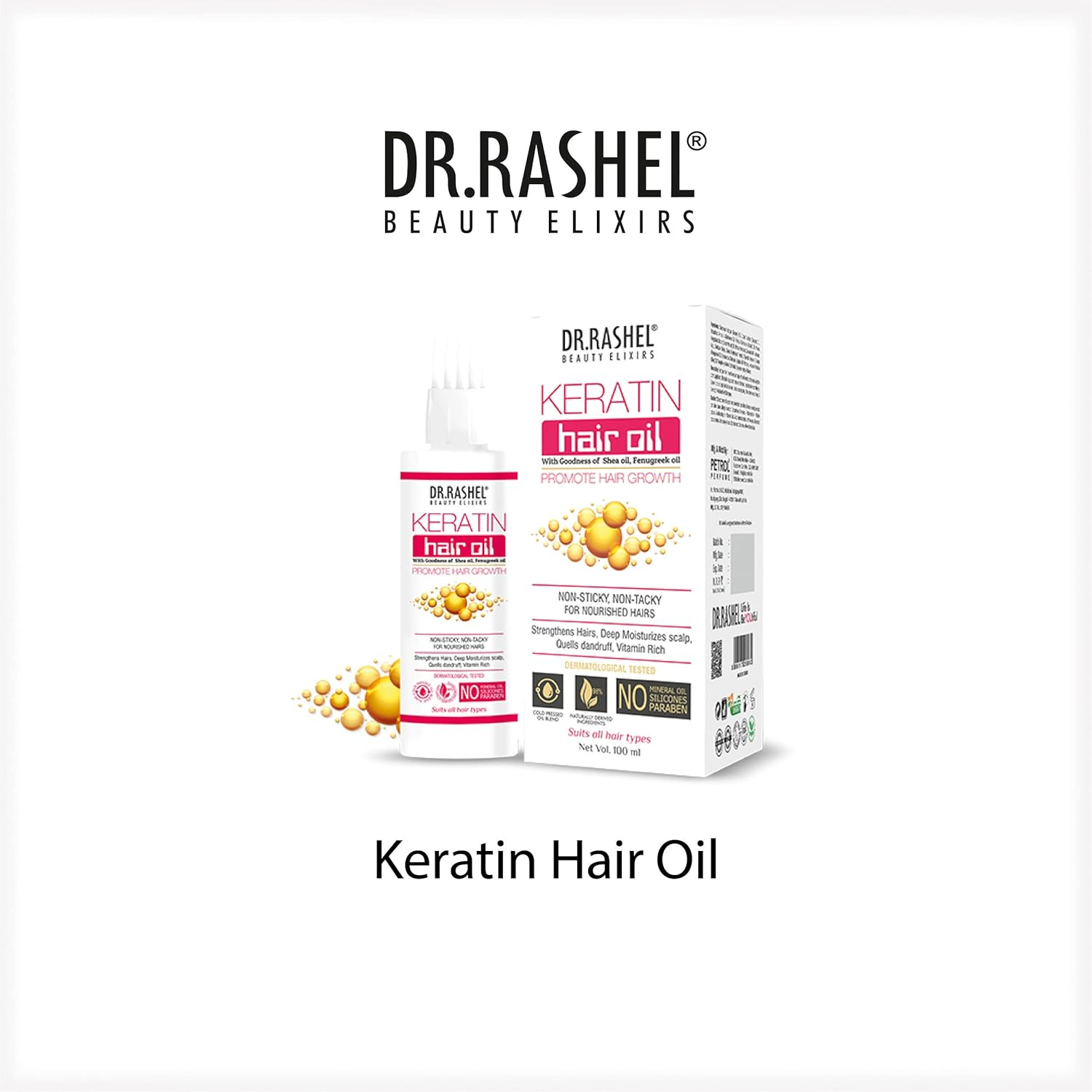 DR.RASHEL Keratin Hair Oil with Goodness of Shea & Fenugreek Oil Promotes Hair Growth (100 Ml) image number 6