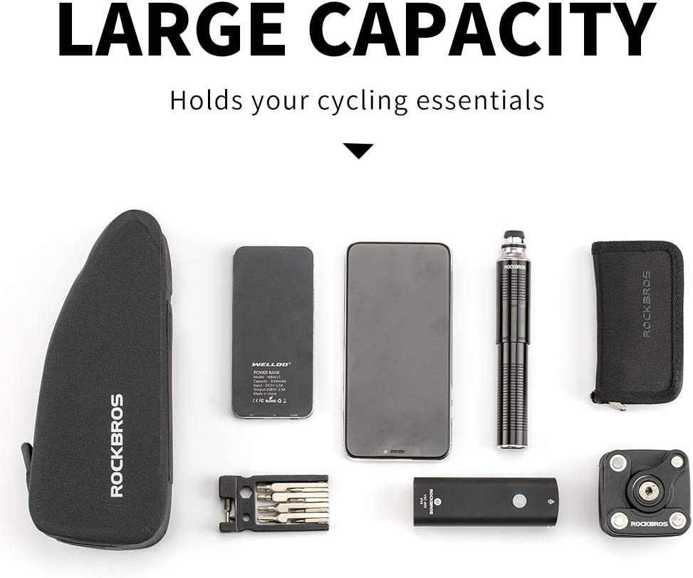 ROCKBROS Top Tube Bike Bag Waterproof Bike Front Frame Bike Bag Bicycle Top Tube Bag Cycling Accessories - Black-L image number 2