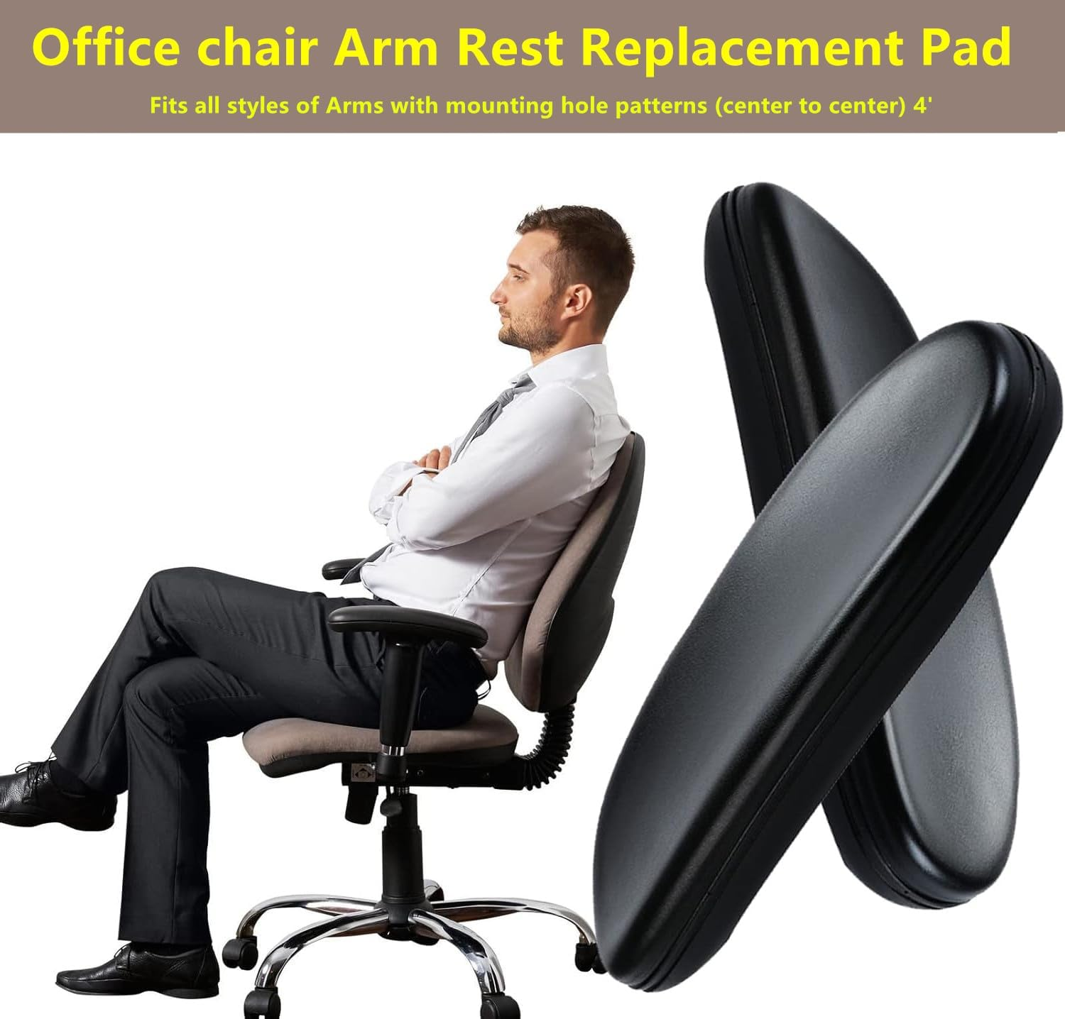 1 Pair Office Chair Armrest Replacement Pads, Universal Office Chair Arm Pads,10Inch, with Screws and Wrench （Black ） image number 3