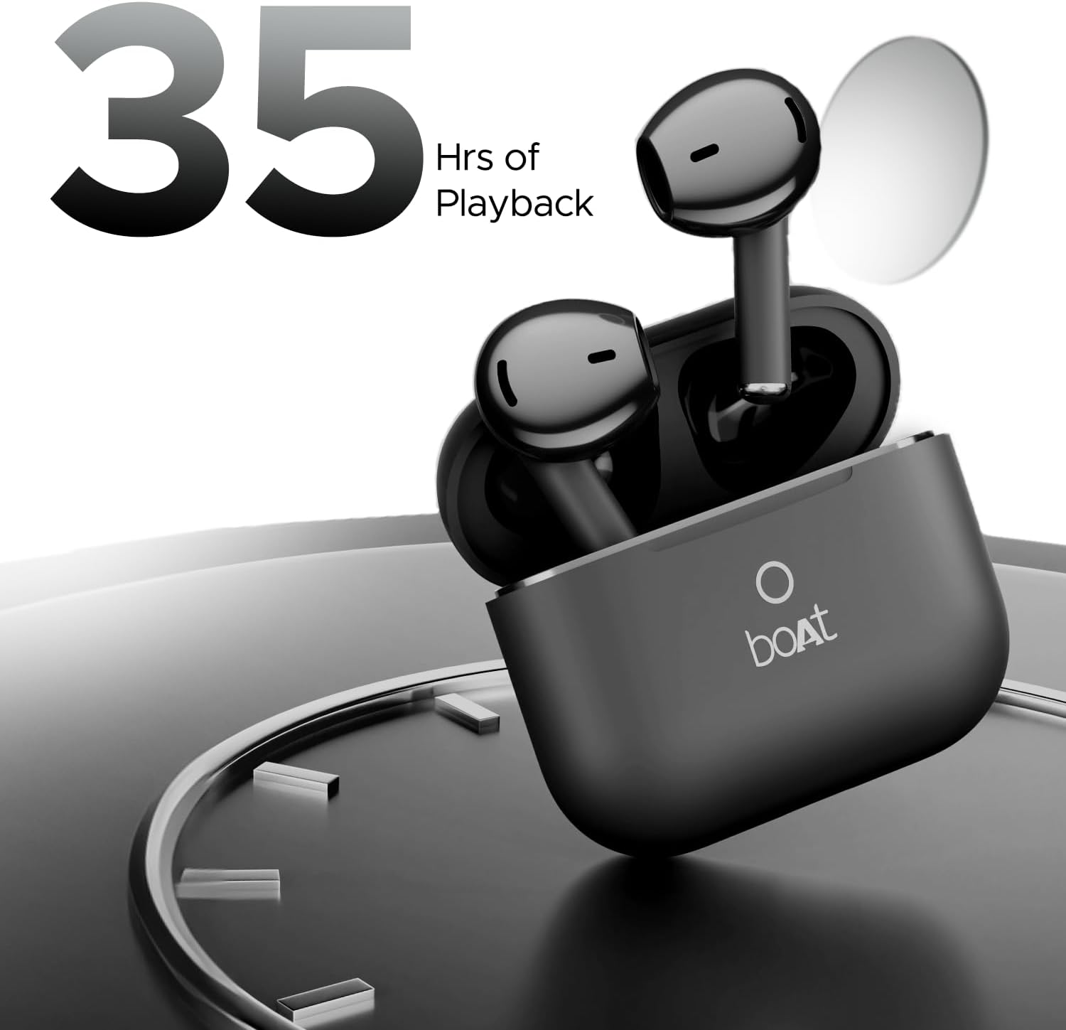 Boat Airdopes Joy 35 Hour Battery, Fast Charge, IWP Technology, Low Latency, 2 Microphones Enx, Type-C Port, Bluetooth Earbuds V5.3, Wireless TWS Earbuds with Microphone (Deep Black) image number 5
