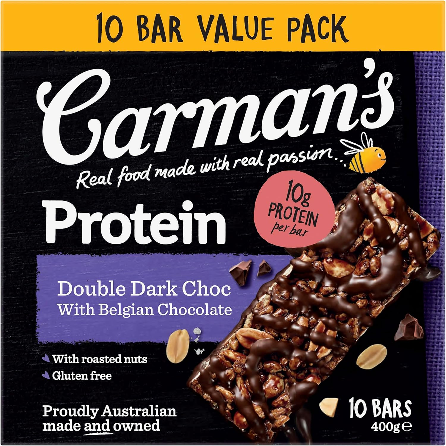 Carman'S Double Dark Choc Protein Bar Value Pack 10X40G