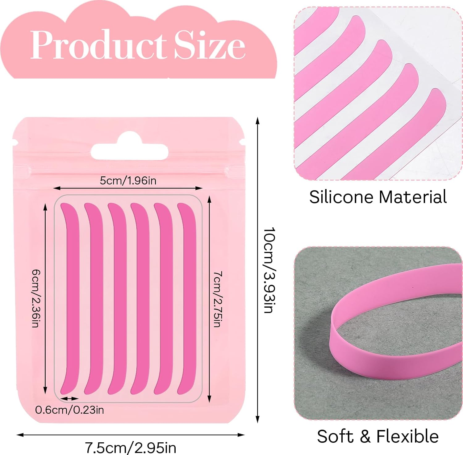 Pack of 24 Eyelash Lift Band Kit, Silicone Perm Band, Lash Lifting Tool, Eyelash Lift Pads, Prevents Rebound of Eyelashes, Eyelash Lifting Pads, Sticks for Eyelash Lifting image number 2