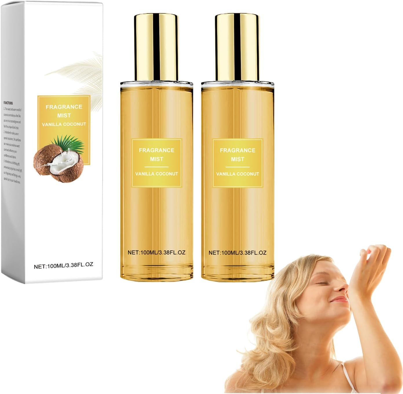 Vanilla Coconut Body Spray for Women - Long-Lasting Light Fragrance Mist for Hair and Skin Care, Vanilla Body Spray, Hydrating & Refreshing with Delicate Charming Aroma, for Daily Use (8 Bottles)