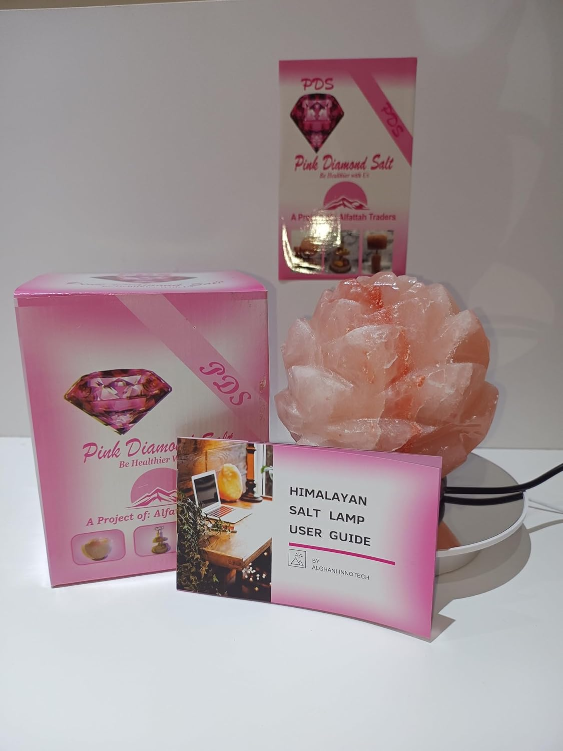 3-4 KG Premium Natural Flower Salt Lamp 100% Authentic, Handcrafted from the Foothills of the Himalayas Beautifully Hand Craft Large Flower Comes with Complete Electric Fitting image number 4