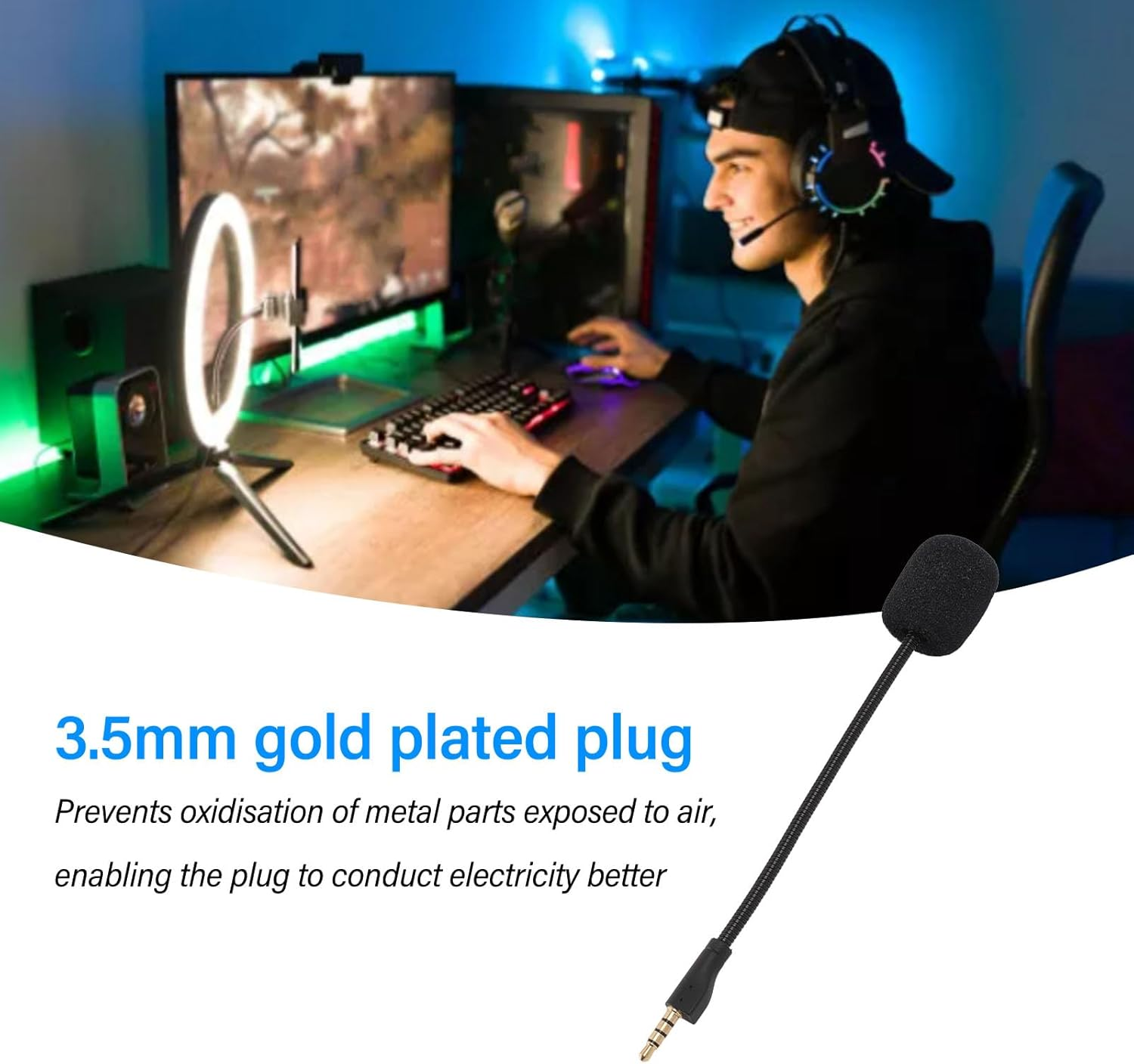 Replacement Game Mic for Arctis 1 Headphone, Noise Reduction Detachable 3.5Mm Microphone Boom with Foam for Arctis 1 Computer PC Gaming Headsets image number 5