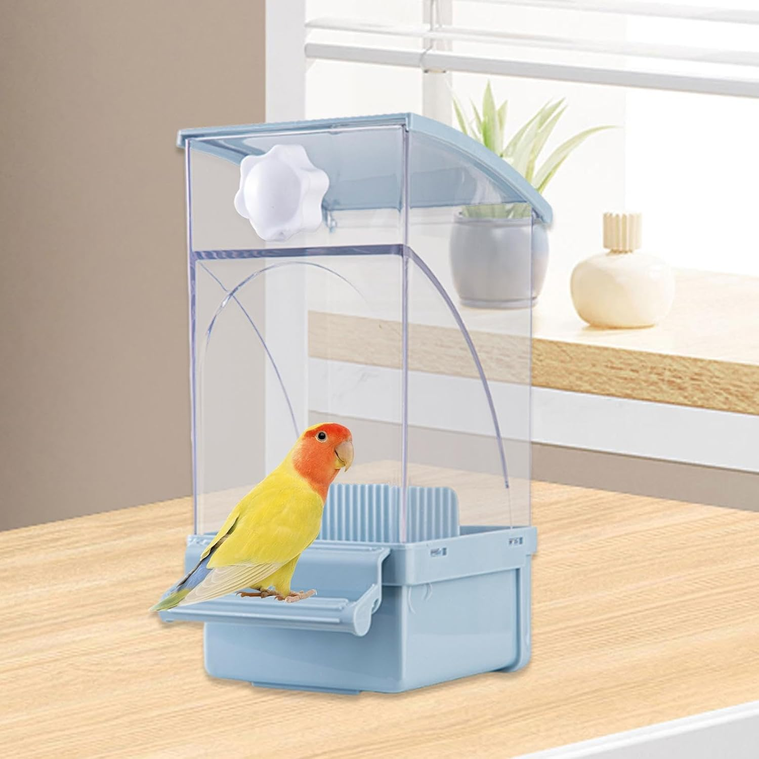 Leeqinersw Automatic Bird Feeder No Mess Cage Food Dispenser for Parrots Parakeet