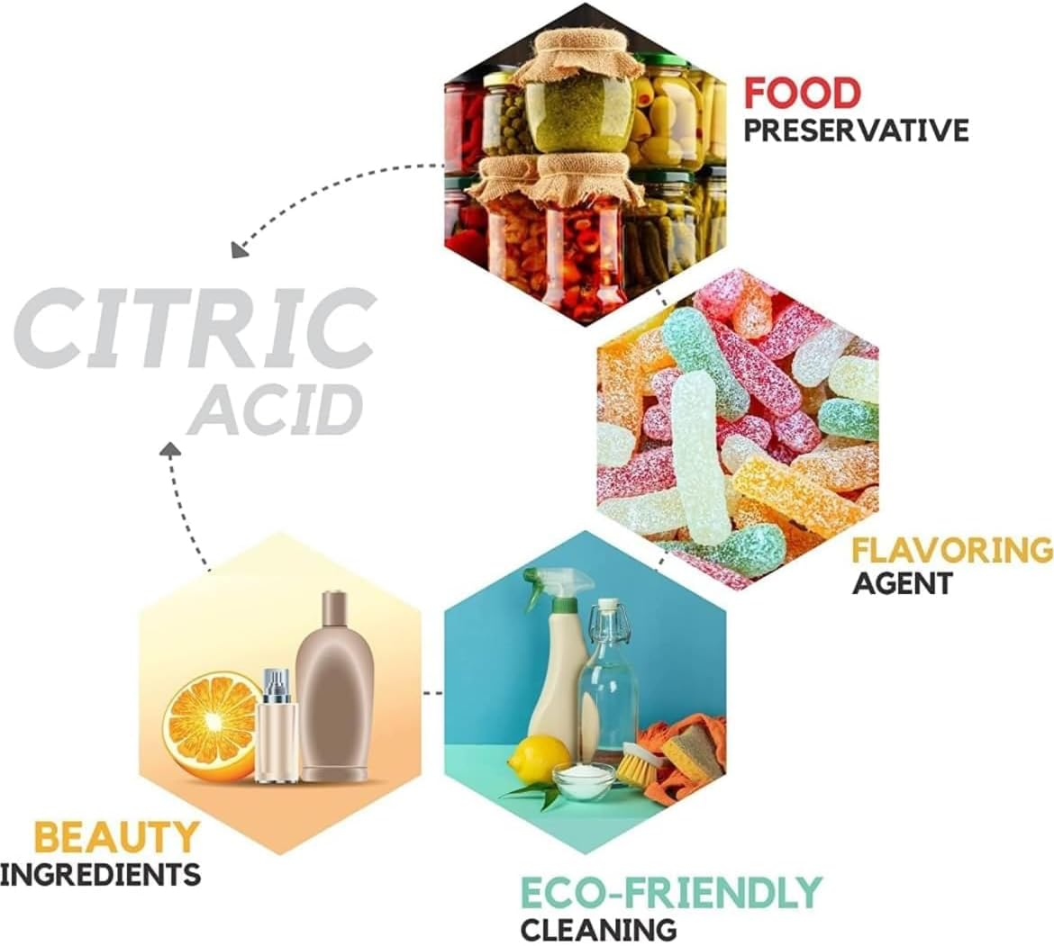 (2Kg) Citric Acid Powder Food Grade | Citric Acid for Cooking | Citric Acid Powder for Cheese Making, Seasoning | Citric Acid for Bath Bombs, Soap Making & Pool I Citric Acid Powder in Bulk| Citric Acid Powder Cleaning/Descaling Anhydrous GMO Free. image number 2