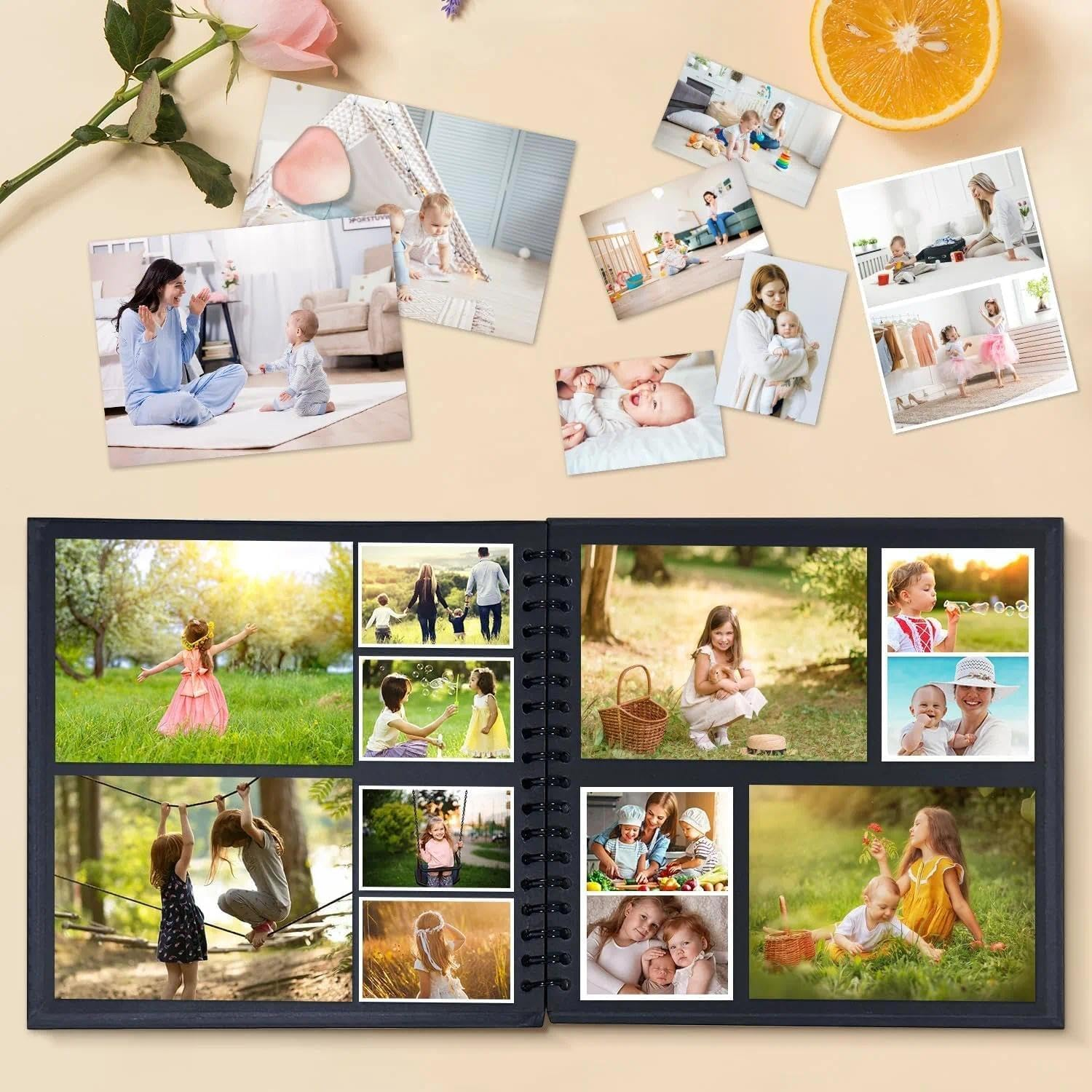 Scrapbook Album, DIY Scrapbook, 8X8 Inch, Spiral Binding, Baby Memory Book, Wedding Scrapbook, Family Photo Album - Customizable, Kraft Paper Pages - Photo Album with Writing Space, Leralsta image number 6