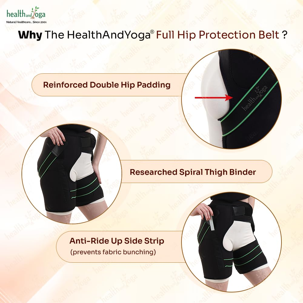 Healthandyoga&trade; Hip Protection Belt &ndash; Binder Support Brace and Rehabilitation Aid &ndash; Reduces Chances of Falls, Hip Fractures & Injuries in Old Age or Post-Surgery Recovery &ndash; Free Size, Unisex (Both Sides) image number 5