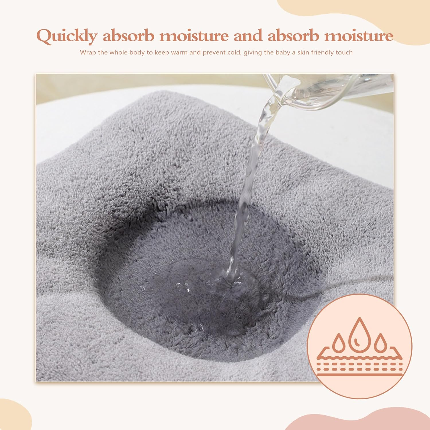 3-Piece Hooded Baby Towel Set - Super Soft Hooded Baby Bath Towels with Small Towel and Baby Bib for Infants, Newborns - Super Absorbent (Gray)