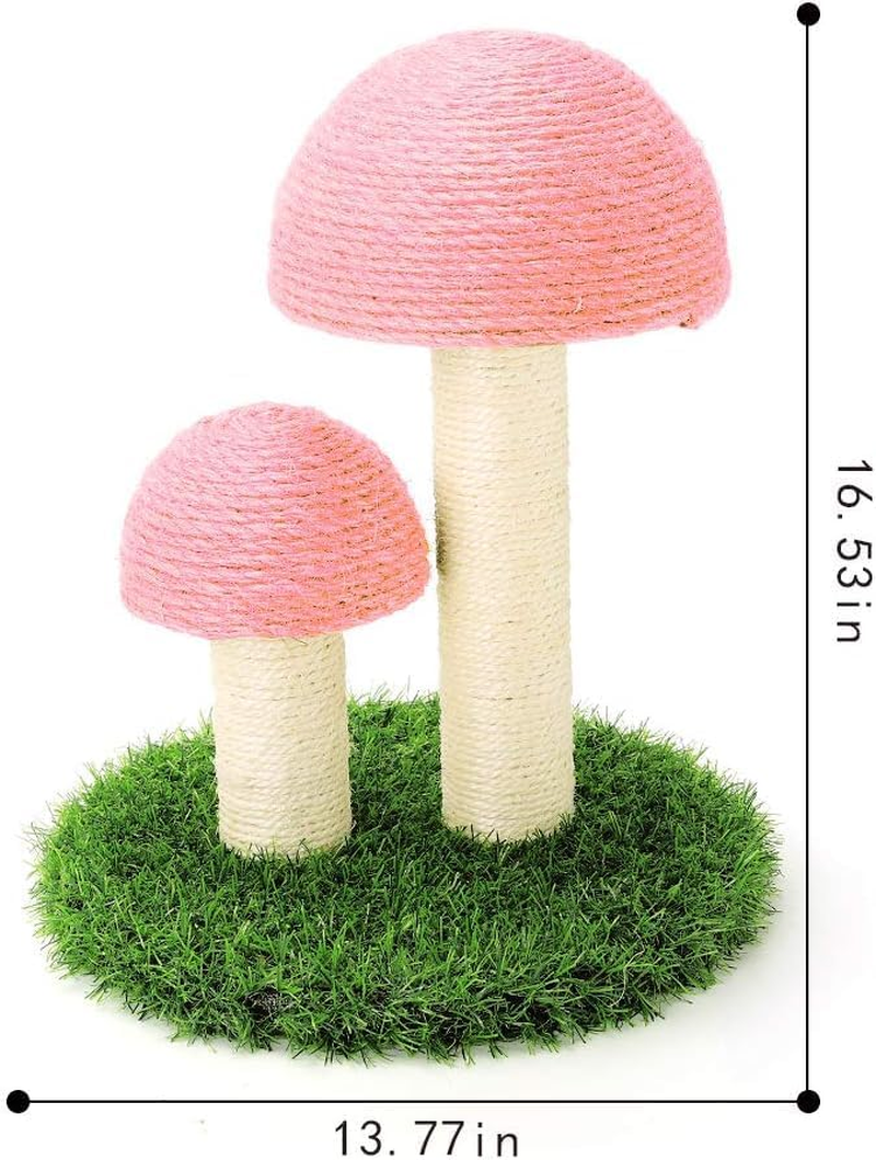 Cat Scratching Post, Mushroom Claw Scratching Post for Kitty, Natural Sisal Cat Scratchers Pole, 15X12 Inch Cat Interactive Toys (Pink) - Beige image number 6