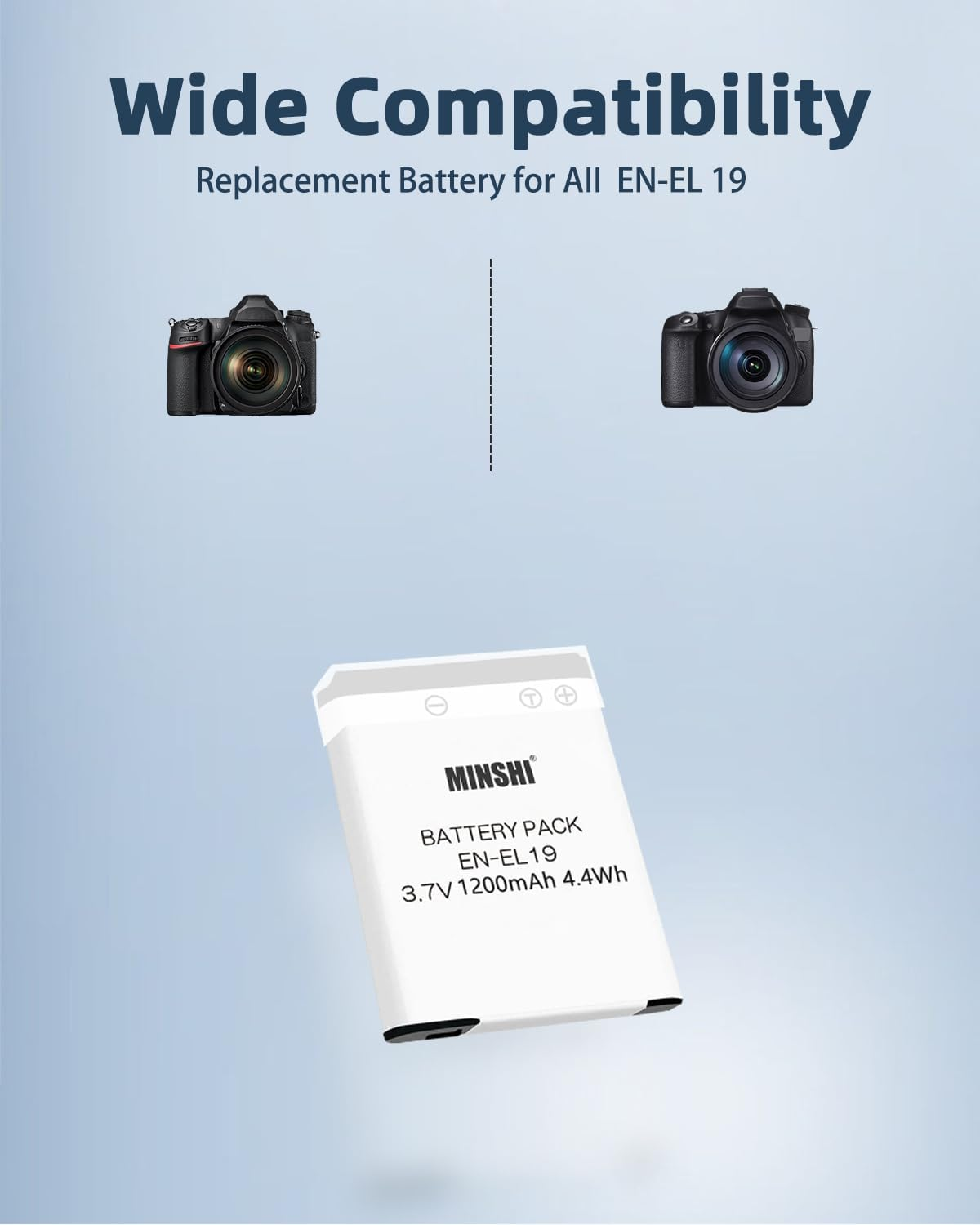 MINSHI EN-EL19 Battery Compatible with COOLPIX S4300 Coolpix S32 S33 S100 S2500 S2600 S2700 S2750 S2800 S6400 S6500 S6600 S6700 S6800 S6900 S7000 3.7V 1200Mah High Efficiency Battery image number 4