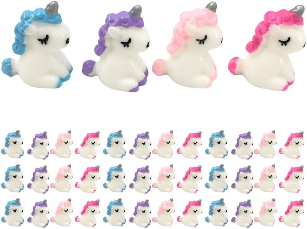 Sosoport 40Pcs Mini Unicorn Micro Unicorns Small Statue Figurine Ornament Miniature Micro Resin Mini Desk Decor Statue Decor