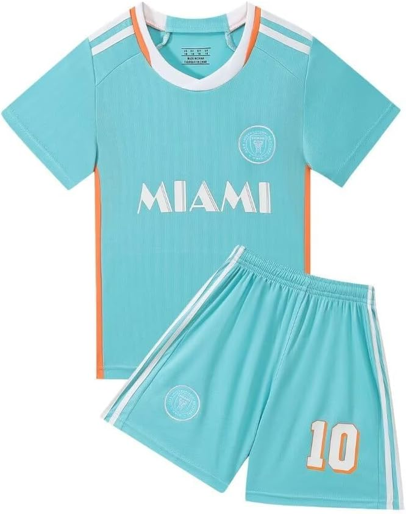 Soccer Jersey Kids,Soccer Jersey for Youth, Football Sportswear Uniforms Suit with Socks, Fans Gift T-Shirt，Messi Club Unisex Jersey image number 1