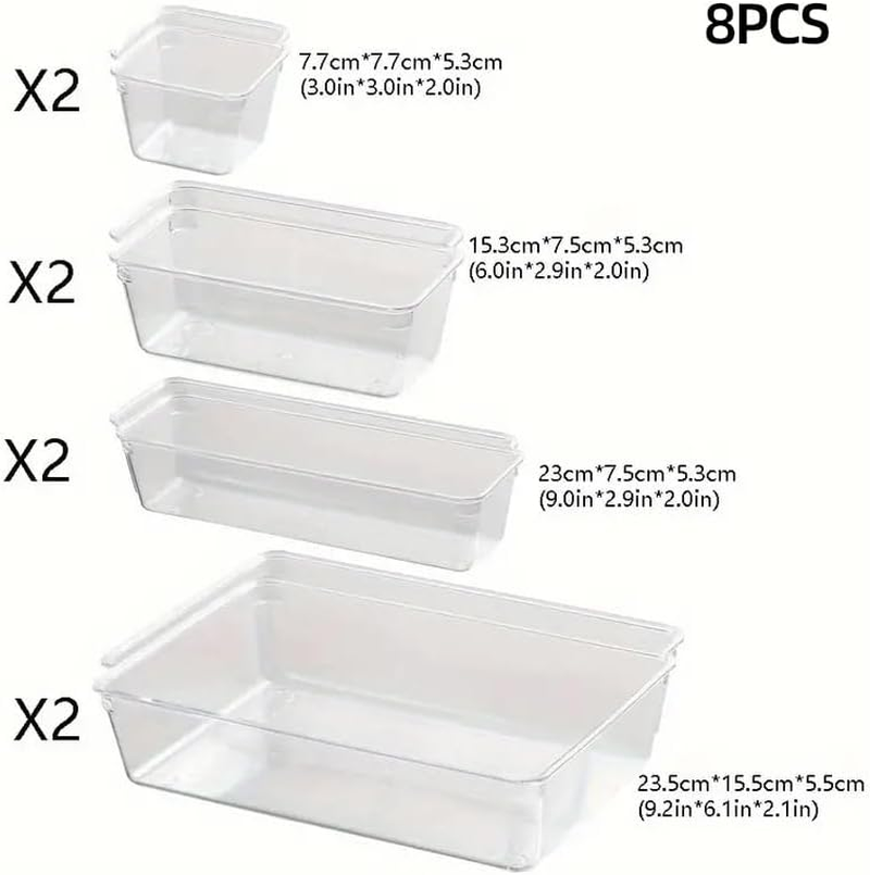 AIMALL Desktop and Drawer Multifunctional Storage Solutions - Clear Plastic Organizers for Cosmetics, Office Supplies and Kitchen Essentials