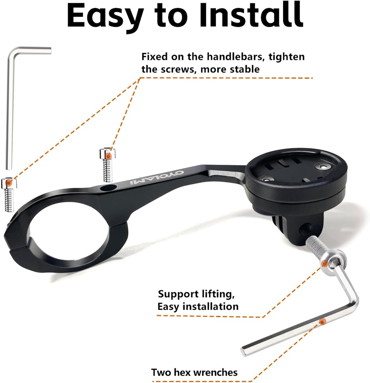 Bike Computer Mount, CYCLAMI Out Front Mount Compatible with Garmin Edge Bicycle GPS Computer Holder, XOSS (S5-Purple-Aluminum) image number 6