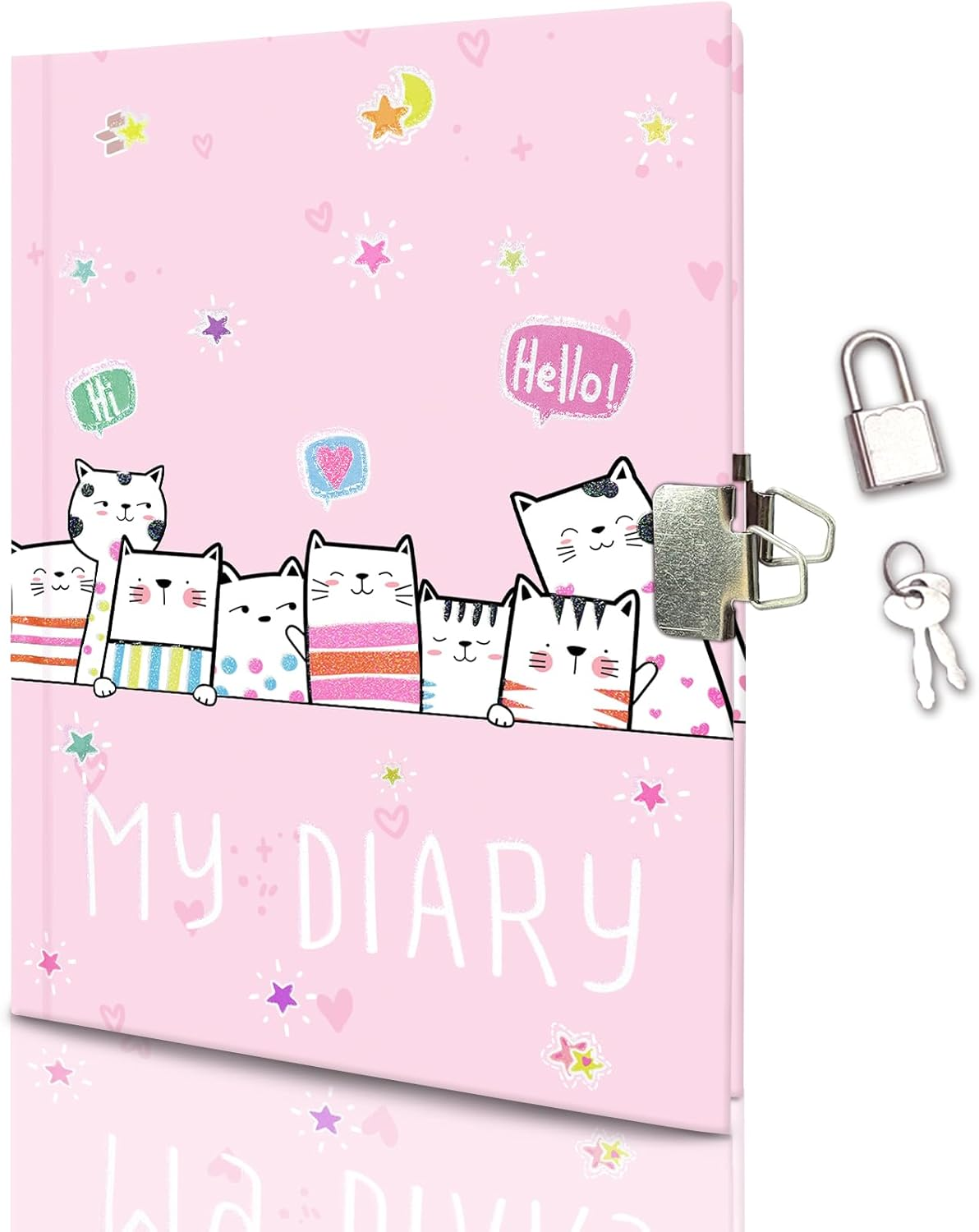 GINMLYDA Girls Diary with Lock, 7X5.3 Inches 160 Lined Pages Pink Cat Secret Diary for Kids Girls Journal with Lock Cute Notebook for Teen Preschool Writing Drawing Gifts for Girls 5 6 7 8 9 10 Years image number 3