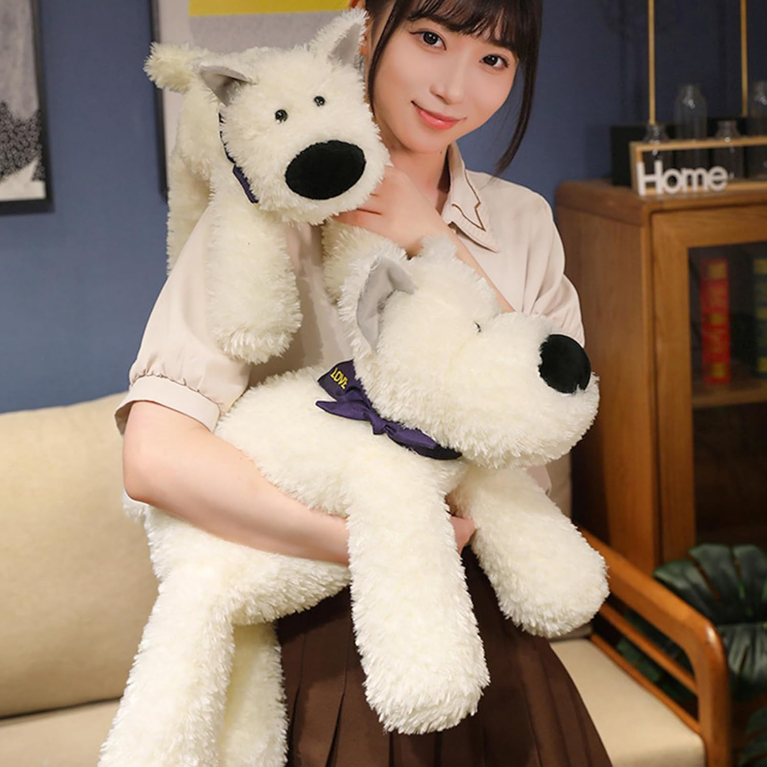 Peach CAT West Highland White Terrier Dog Plush Pillow Cute Weighted Puppy Stuffed Animals Soft Plushies Toy Gifts for Kids 19.7" image number 2