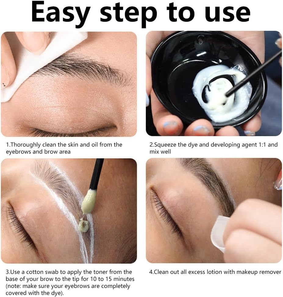 30Ml Eyelash and Brow Dye Kit,Professional Eyelash & Brow Dye Cream with Complete Tools for Salon or at Home Use, Natural Ingredients Long-Lasting Waterproof Quick Drying Safe & Easy to Use Makeup Kit (Black)