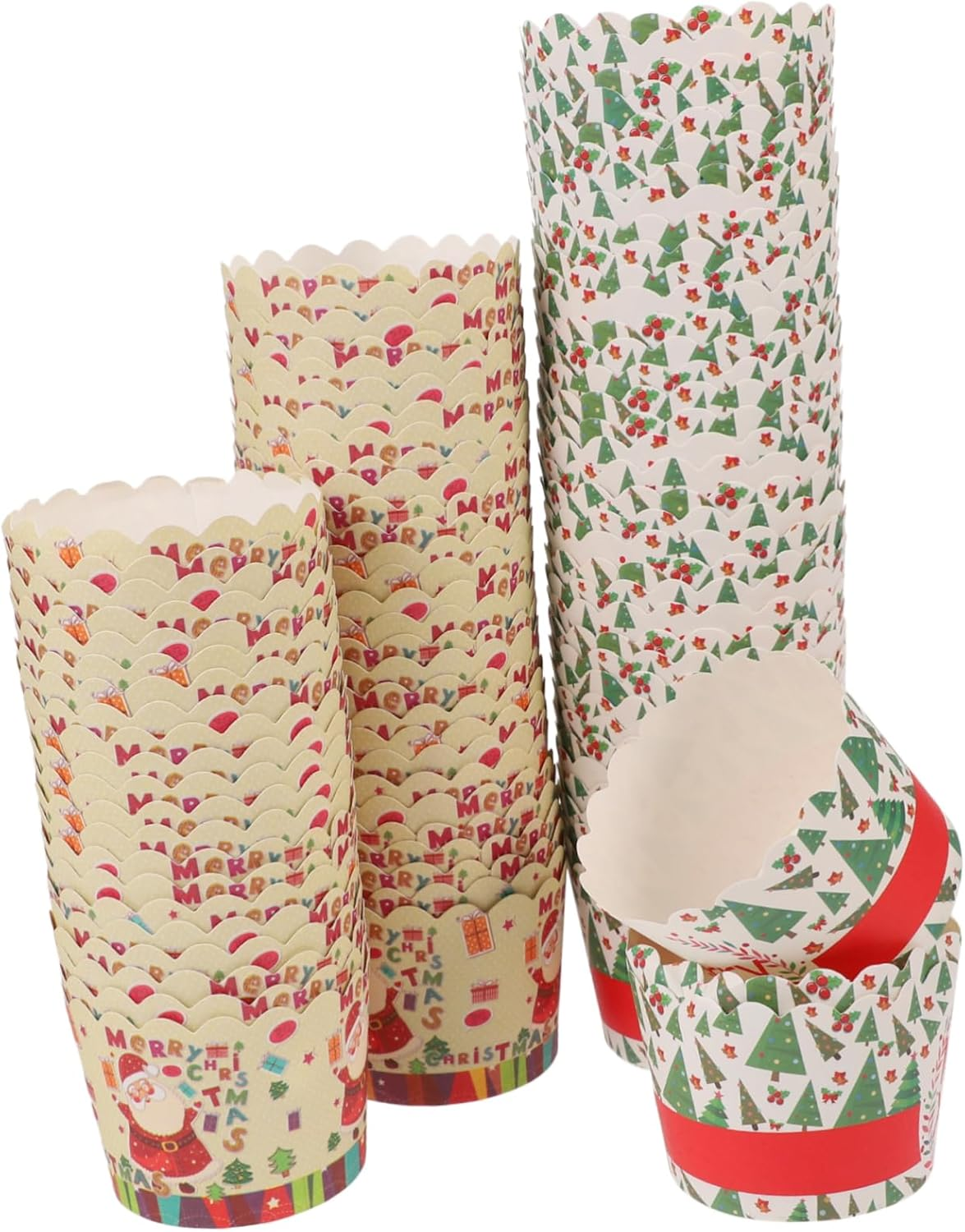 WOONEKY 150Pcs Baking Cup Cake Cup Muffin Non-Stick Paper for Baking Supplies for Christmas Parties and Occasions Random Color image number 1