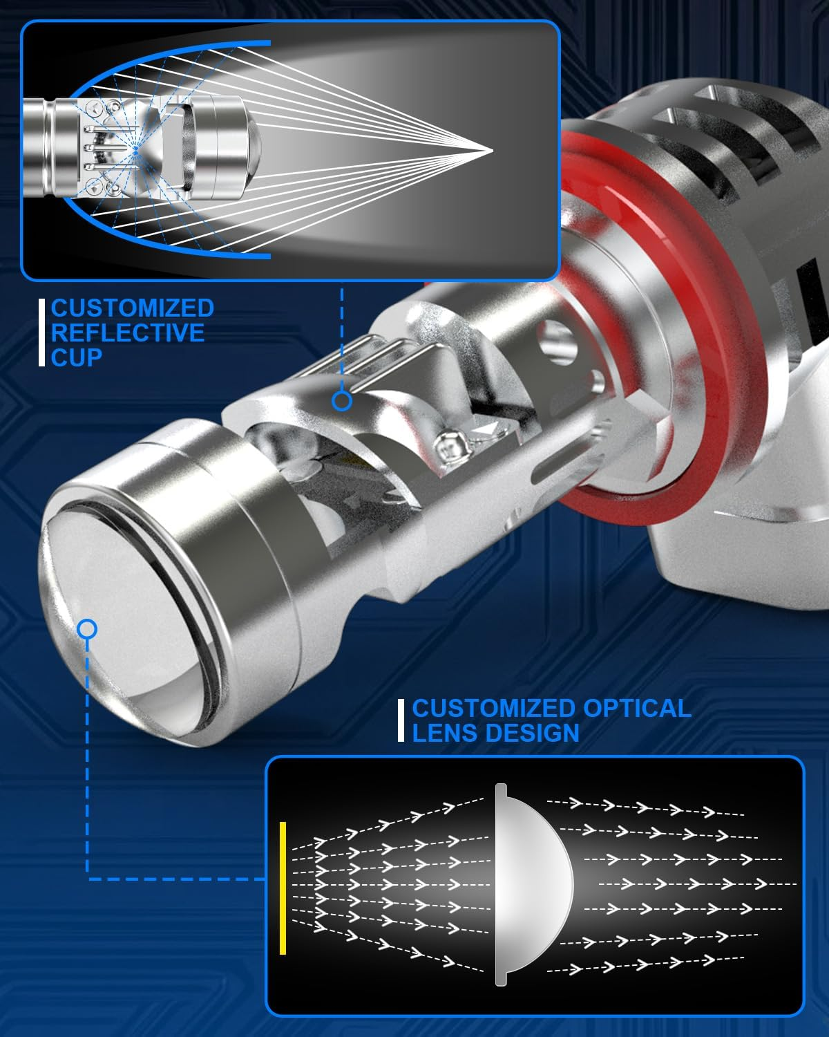 H11 LED Headlight Bulbs, KATUR Upgraded 800% Ultra Brightness 30000LM 6000K Xenon White Real 1:1 Mini Size Plug and Play H8 H9 LED Bulbs with Projector Lens, Pack of 2 image number 2