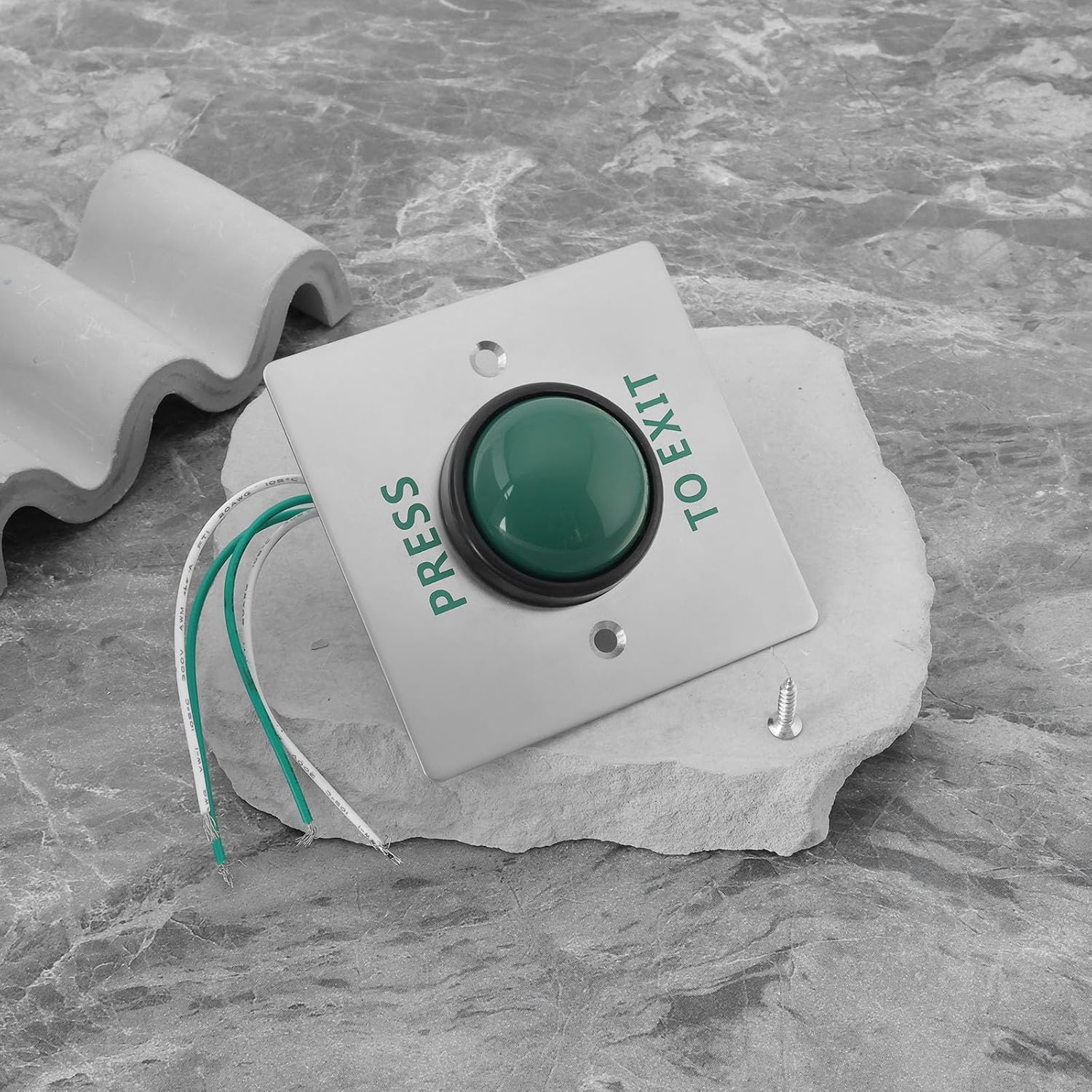 Ecsing 1Pc Push to Exit Button Switch Green Press to Exit Switch Brushed Stainless Steel Finish Panel Door Button with Screws for Access Control Lock image number 2