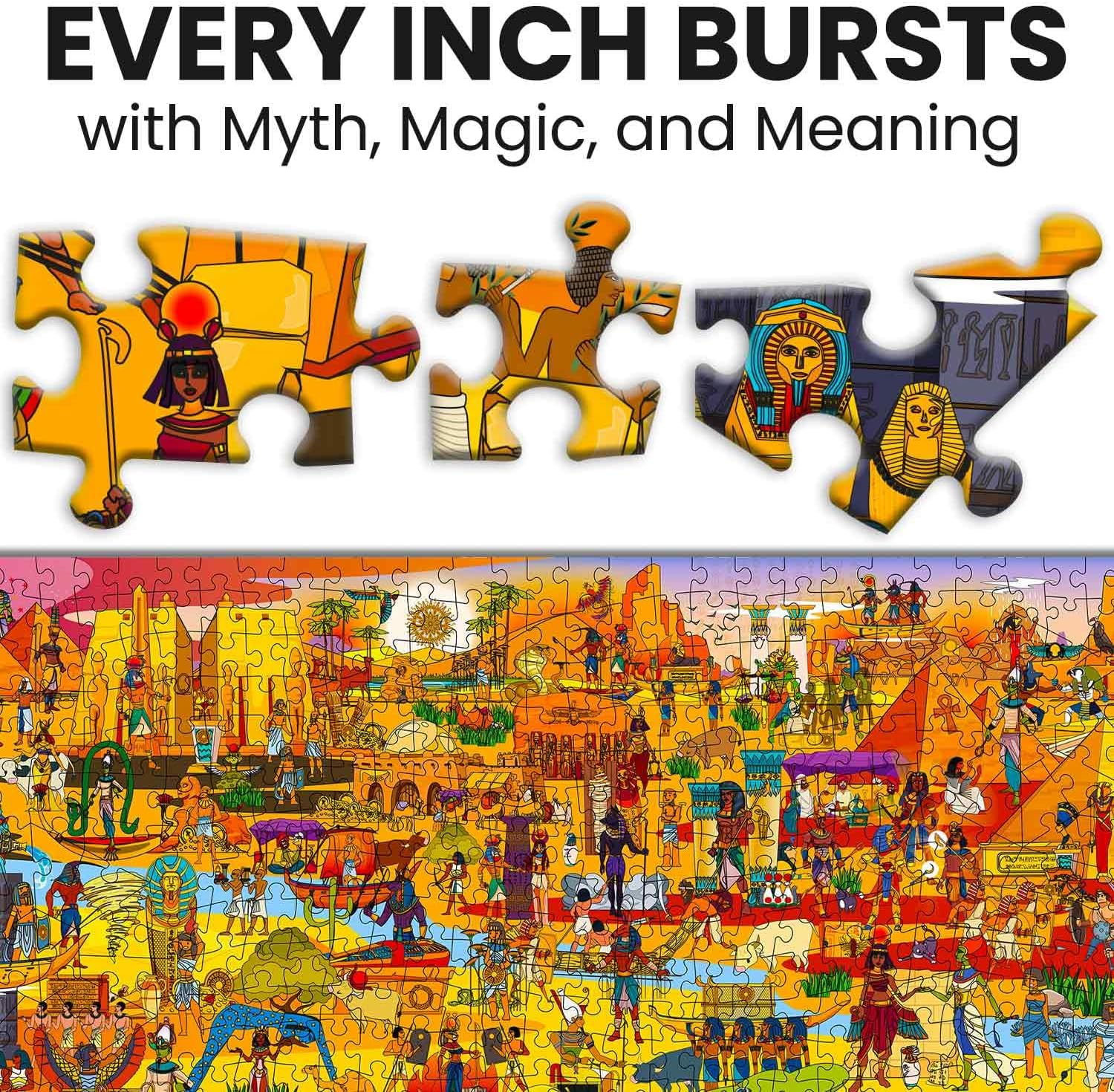 QUOKKA 1000 Piece Jigsaw Puzzle for Adults Mythories Ancient Gods Egyptian &ndash; Premium Box Packaging with Extra Fun Challenges, Perfect for Relaxation, Creativity & Gift Giving image number 3